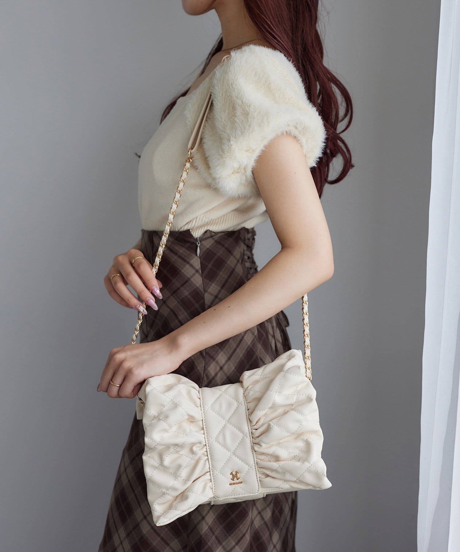 NICE CLAUPリボン付きキルティングショルダーBAG リボンキルティングショルダーバッグ | one after another NICE
