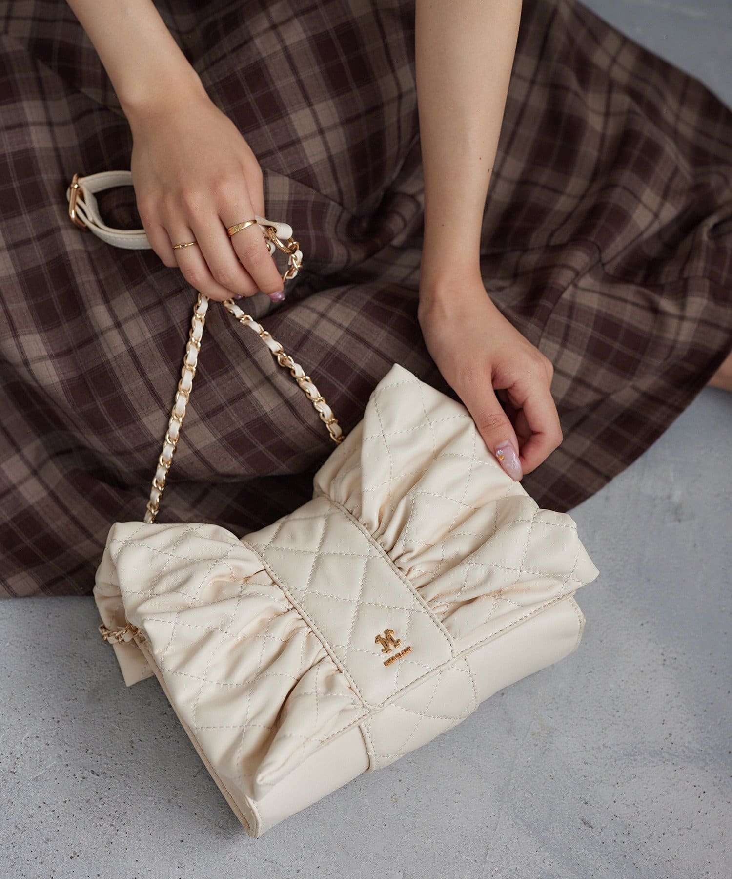 NICE CLAUPリボン付きキルティングショルダーBAG one after another NICE CLAUP｜リボンキルティングショルダー