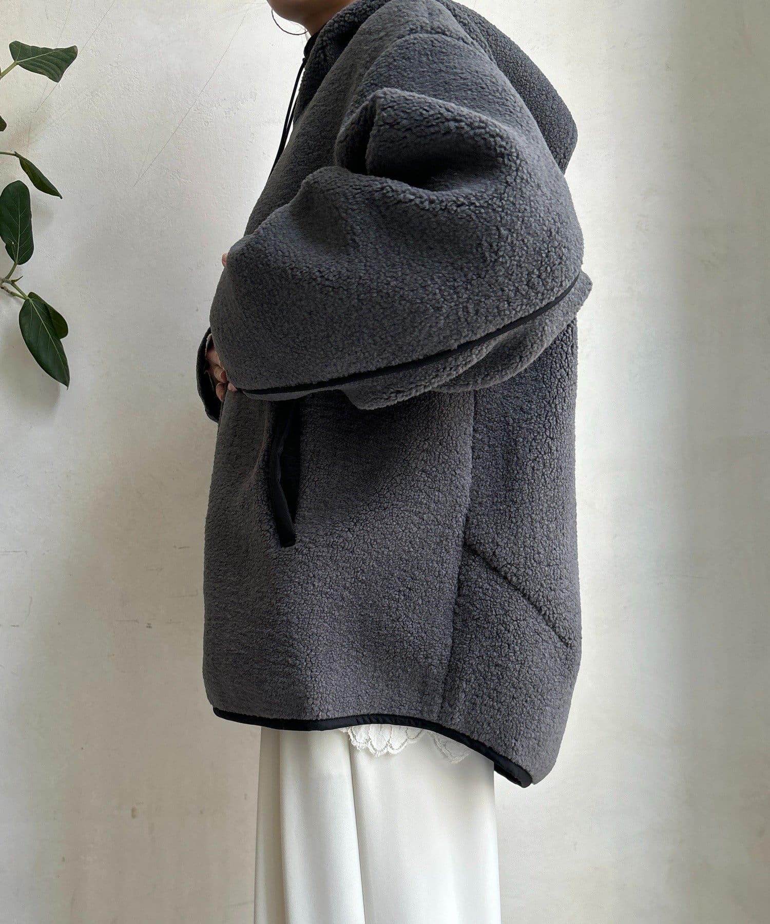 DOUDOU(ドゥドゥ) ボア配色フーディーコート