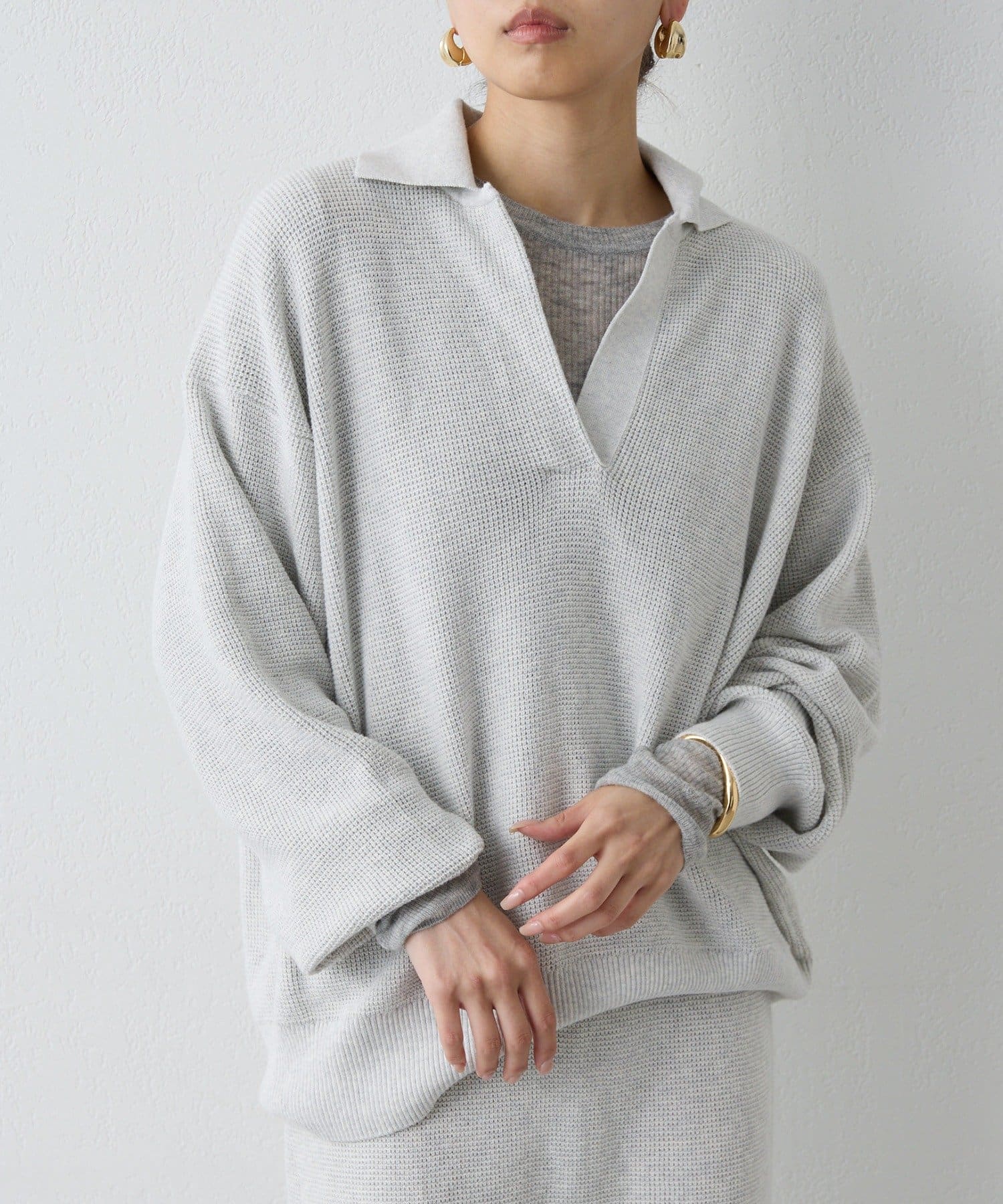GALLARDAGALANTE(ガリャルダガランテ) 【HERITANOVUM】【セットアップ対応】ワッフルスッキパーニット