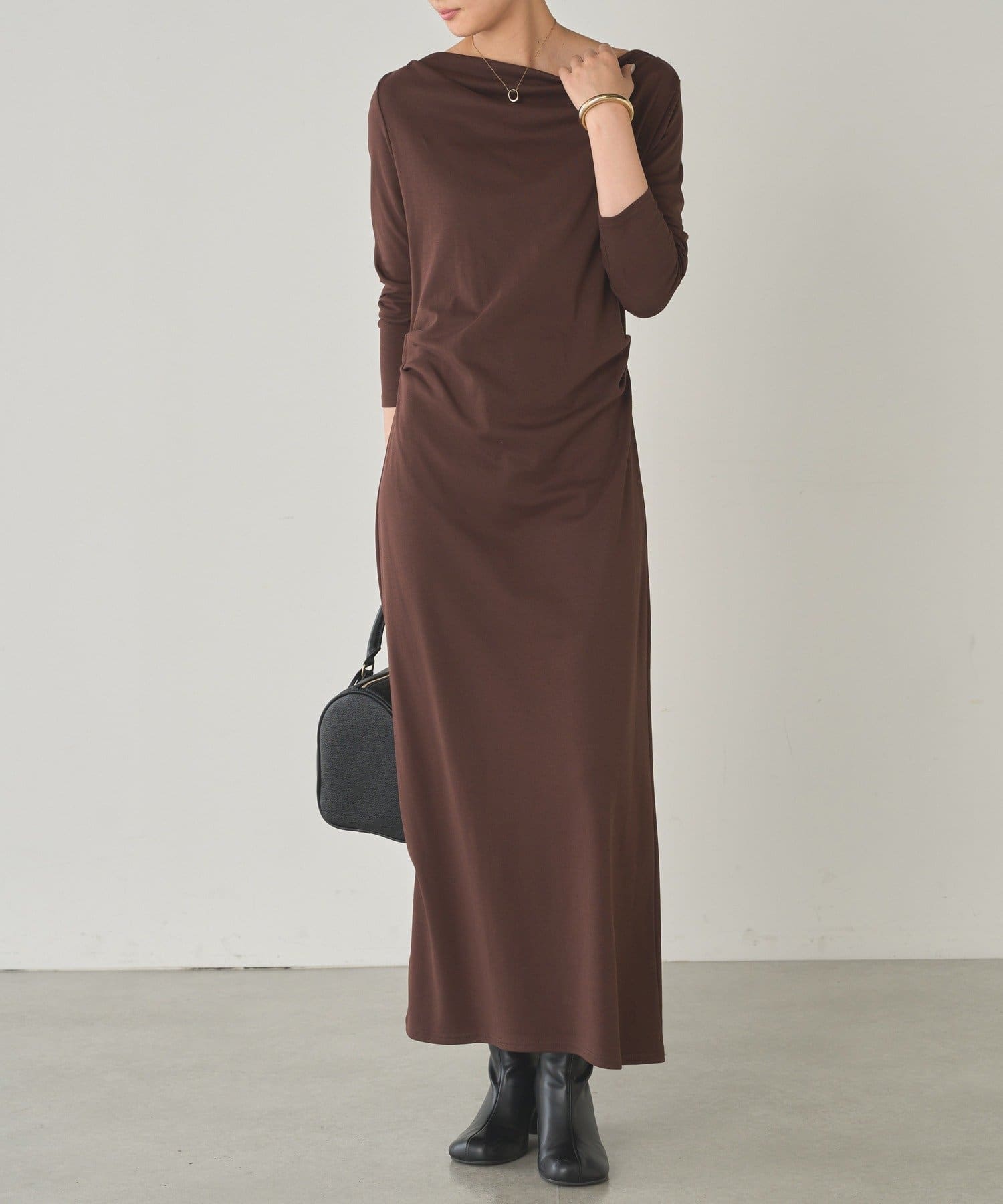 即納Loungedressラウンジドレス　リラックスカットワンピース　ブラウン 即納Loungedressラウンジドレス リラックスカットワンピース