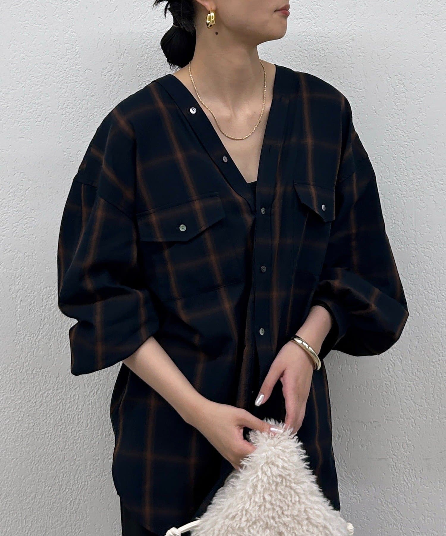 LOUNGEDRESS(ラウンジドレス) オンブレチェックシャツ