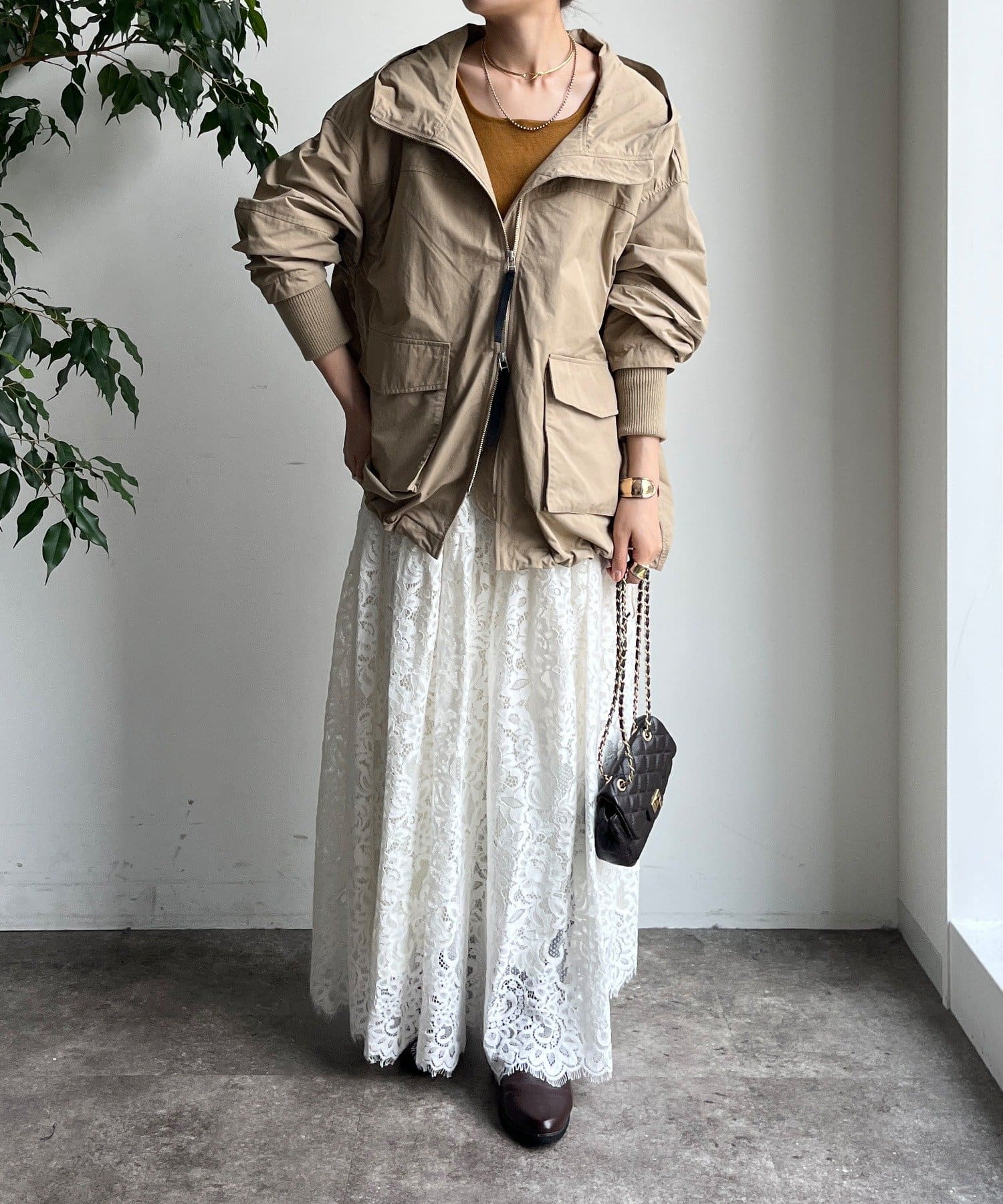 DOUDOU MA1 ブルゾン ジャンパー シアー ライトベージュ DouDou（ドゥドゥ）の「シアーMA1ブルゾン（ブルゾン）」 - WEAR