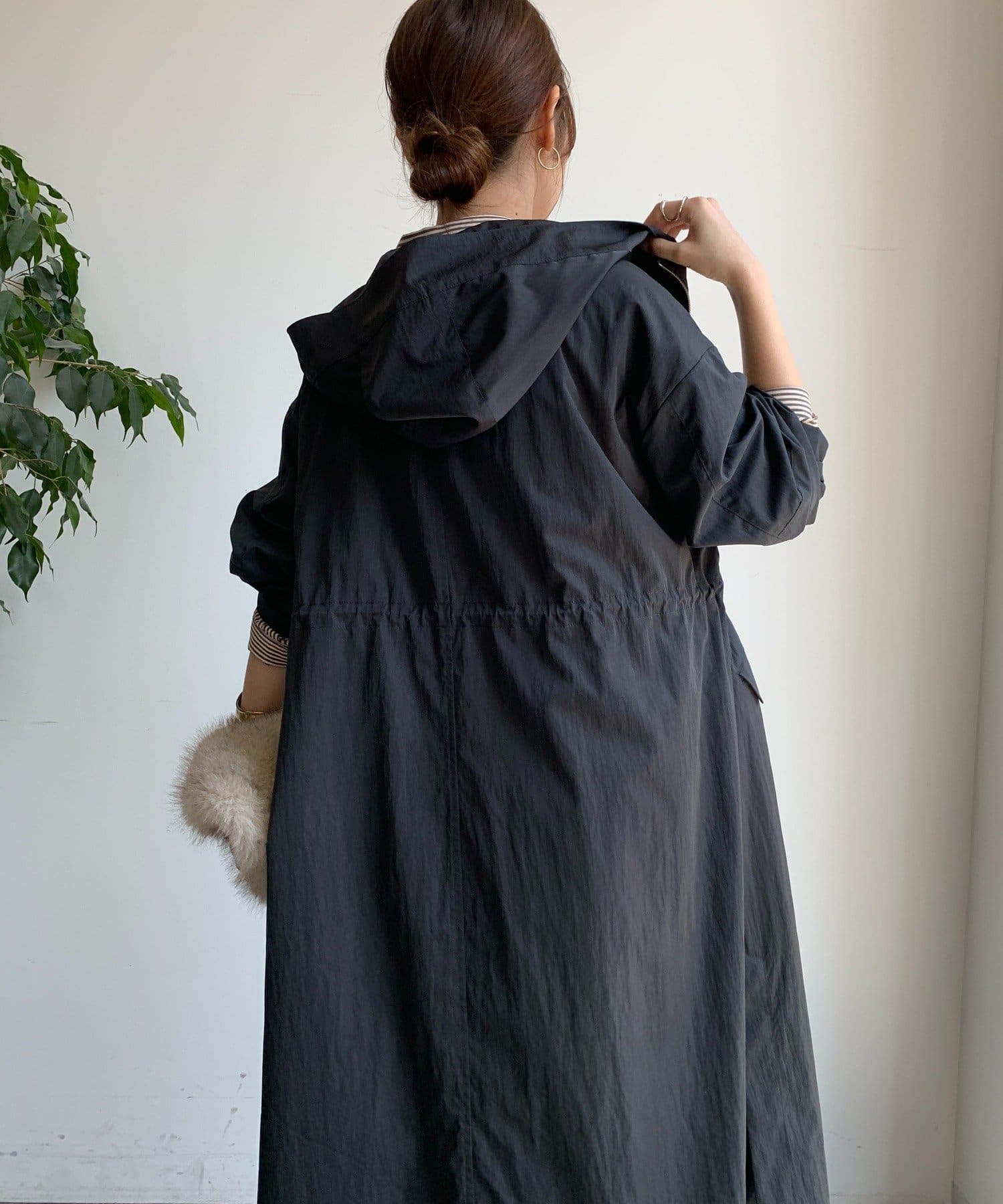 DOUDOU(ドゥドゥ) フィブリルタッチフーディージップロングコート