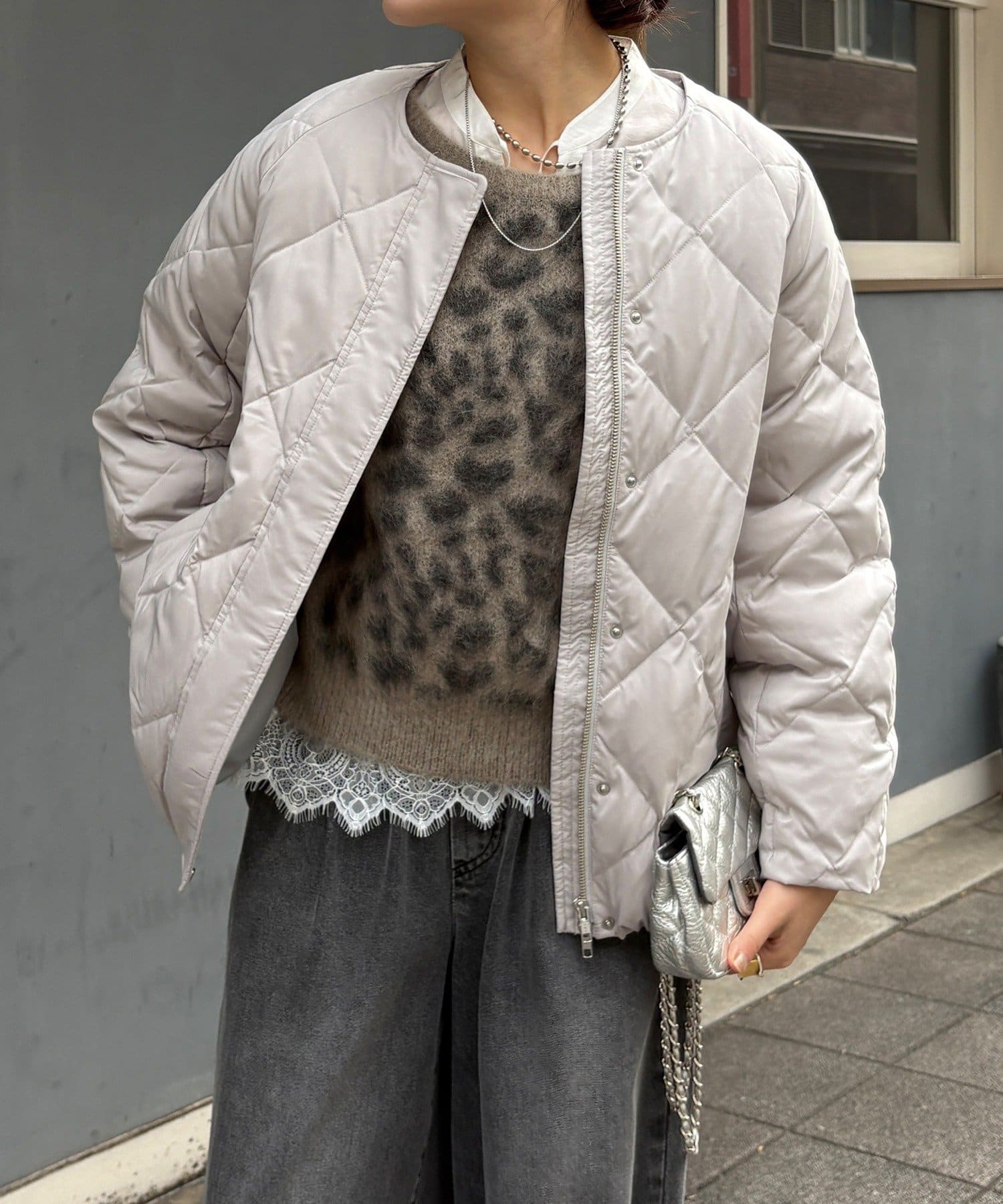 DOUDOU(ドゥドゥ) ストレッチタフタ袖リブショートダウン