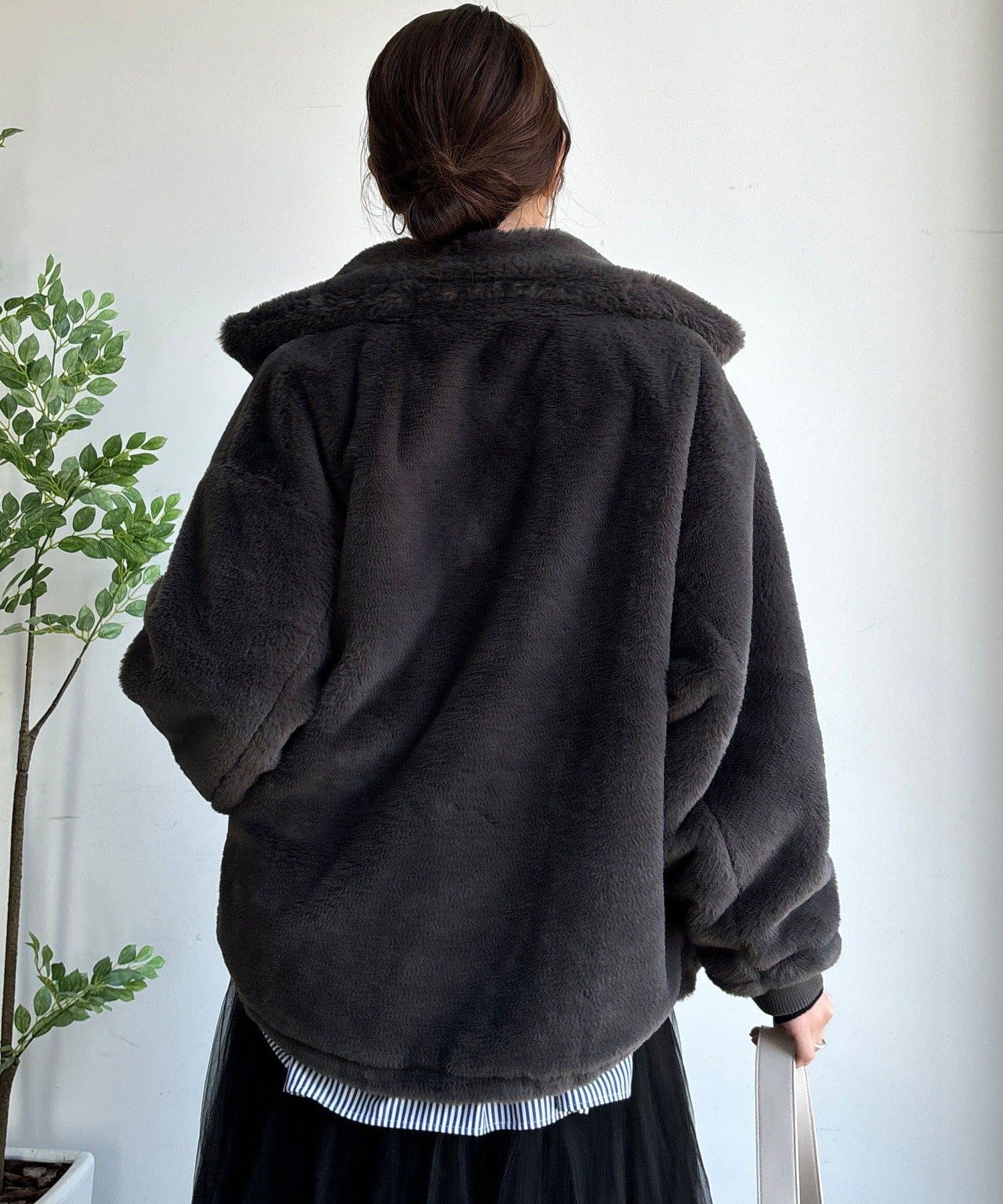 DOUDOU(ドゥドゥ) 【WEB限定】フェイクミンクスタンドファーブルゾン