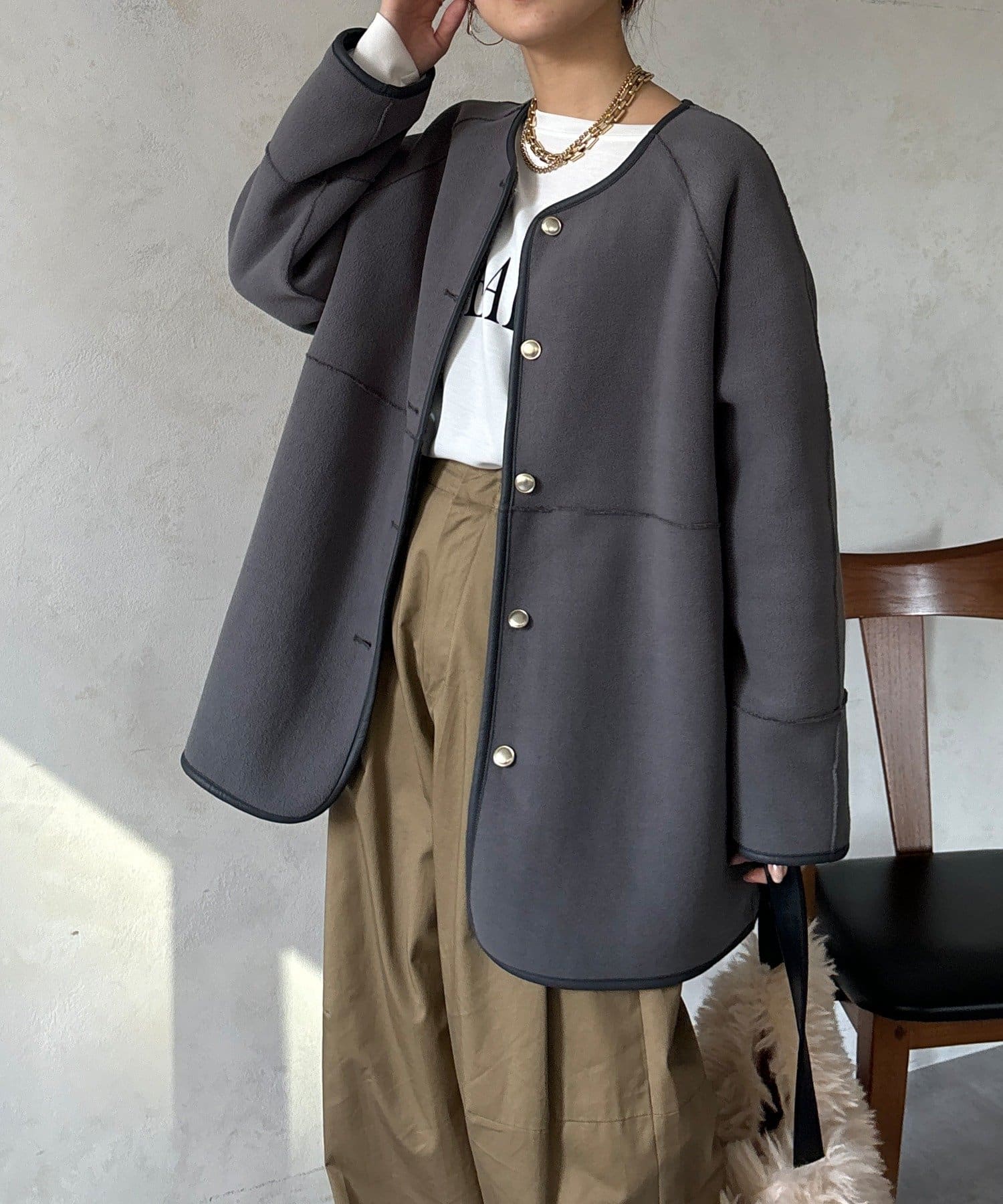 DOUDOU(ドゥドゥ) リバーシブルボアコート