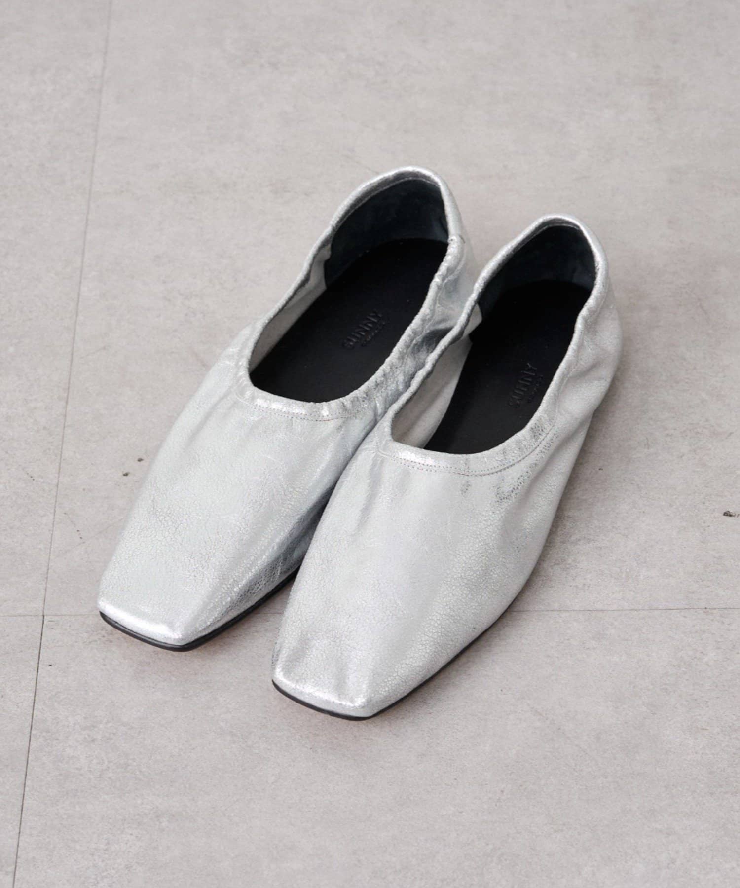 美品✨PELLICO sunny　シルバー　編み込み　スクエアトゥ　レザー　37 PELLICO SUNNY/ペリーコサニー】スクエアトゥプレーンバレェ