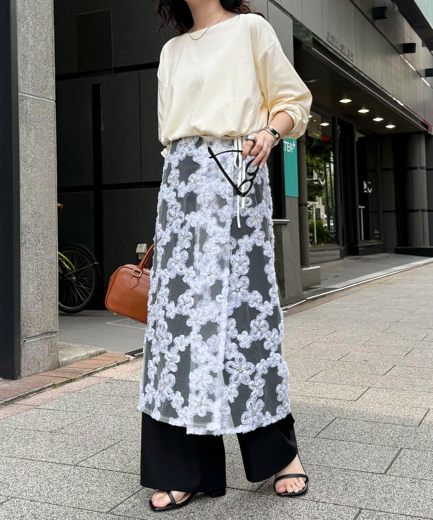 9/10までの最終価格 Hazy Floral Jacquardスカート フラワージャガードタックスカート｜DESIGNWORKS / デザインワークス