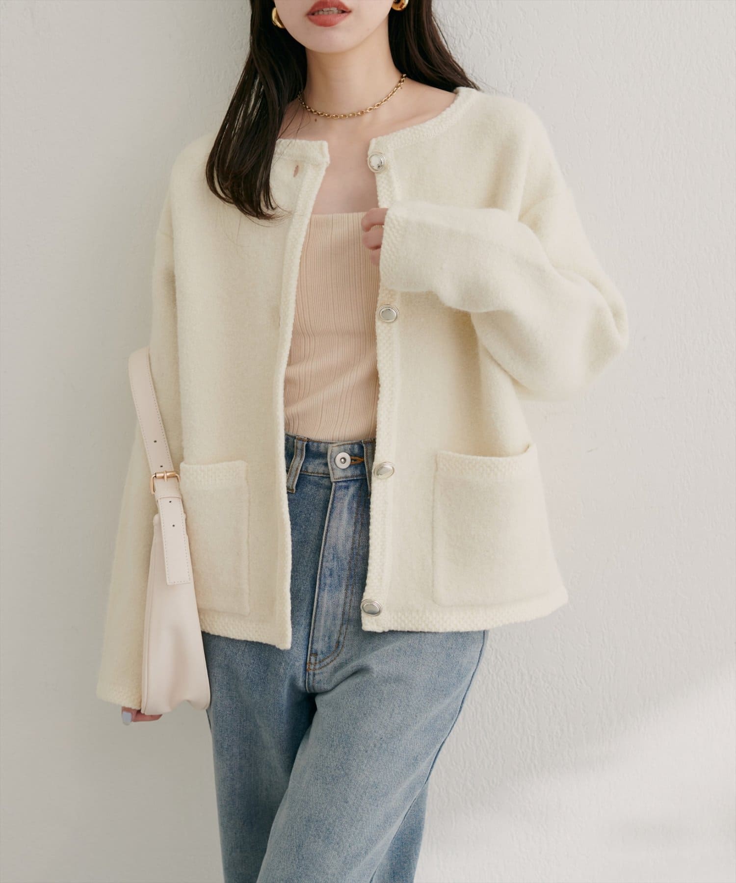 natural couture(ナチュラルクチュール) 【WEB限定】ふわもっちりニットジャケット