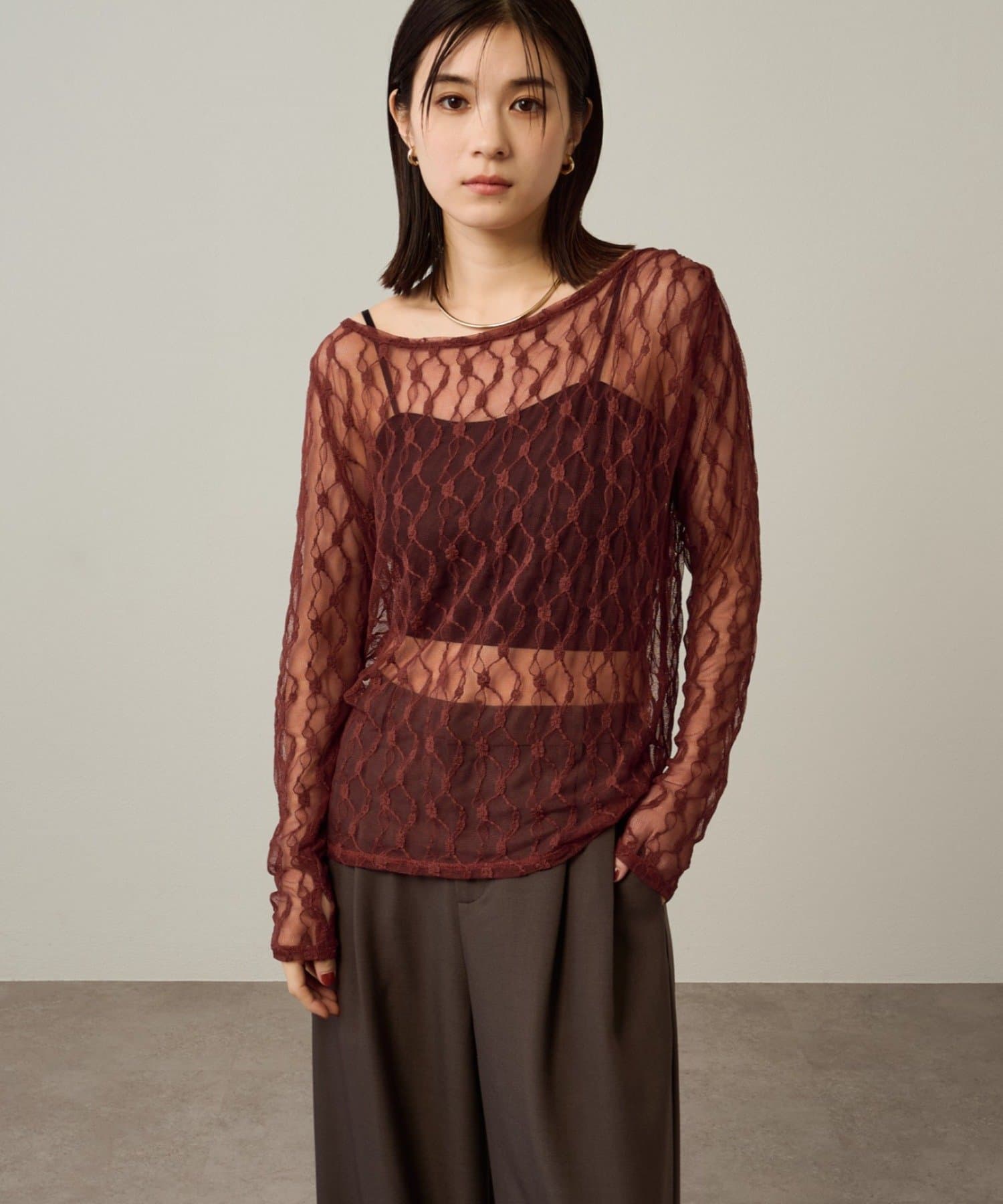 tシャツ レースオフショルロンTシャツ レディース レースオフショルロングTシャツ | Omekashi(オメカシ)レディース