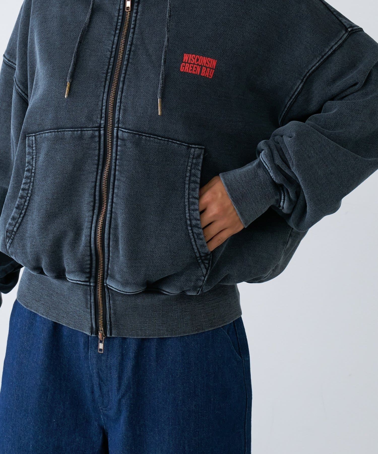 CIAOPANIC TYPY(チャオパニックティピー) 【UNISEX】アシッドウォッシュ加工ロゴジップパーカー