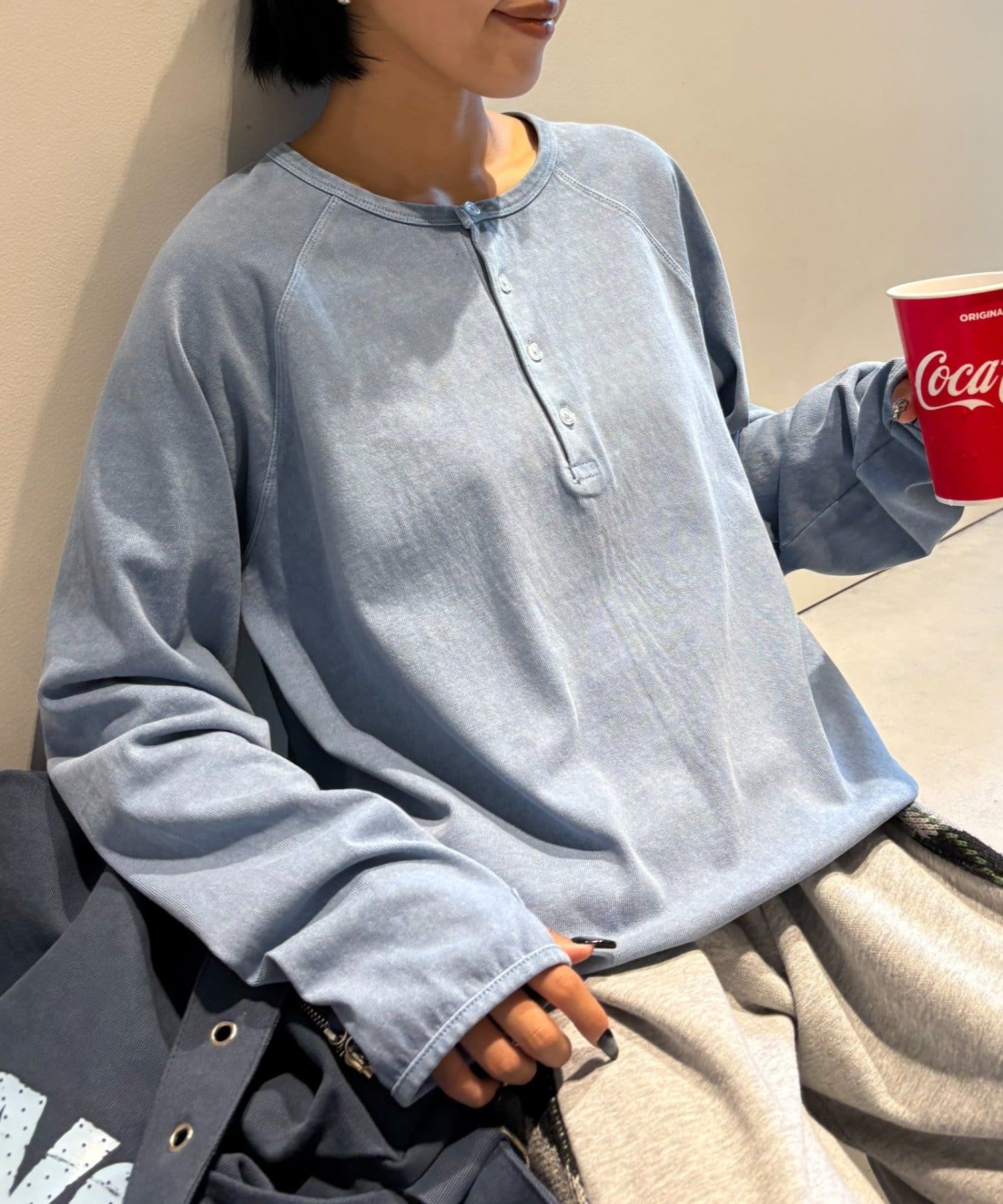 CIAOPANIC TYPY(チャオパニックティピー) 【UNISEX】ピグメントヘンリーロンTEE