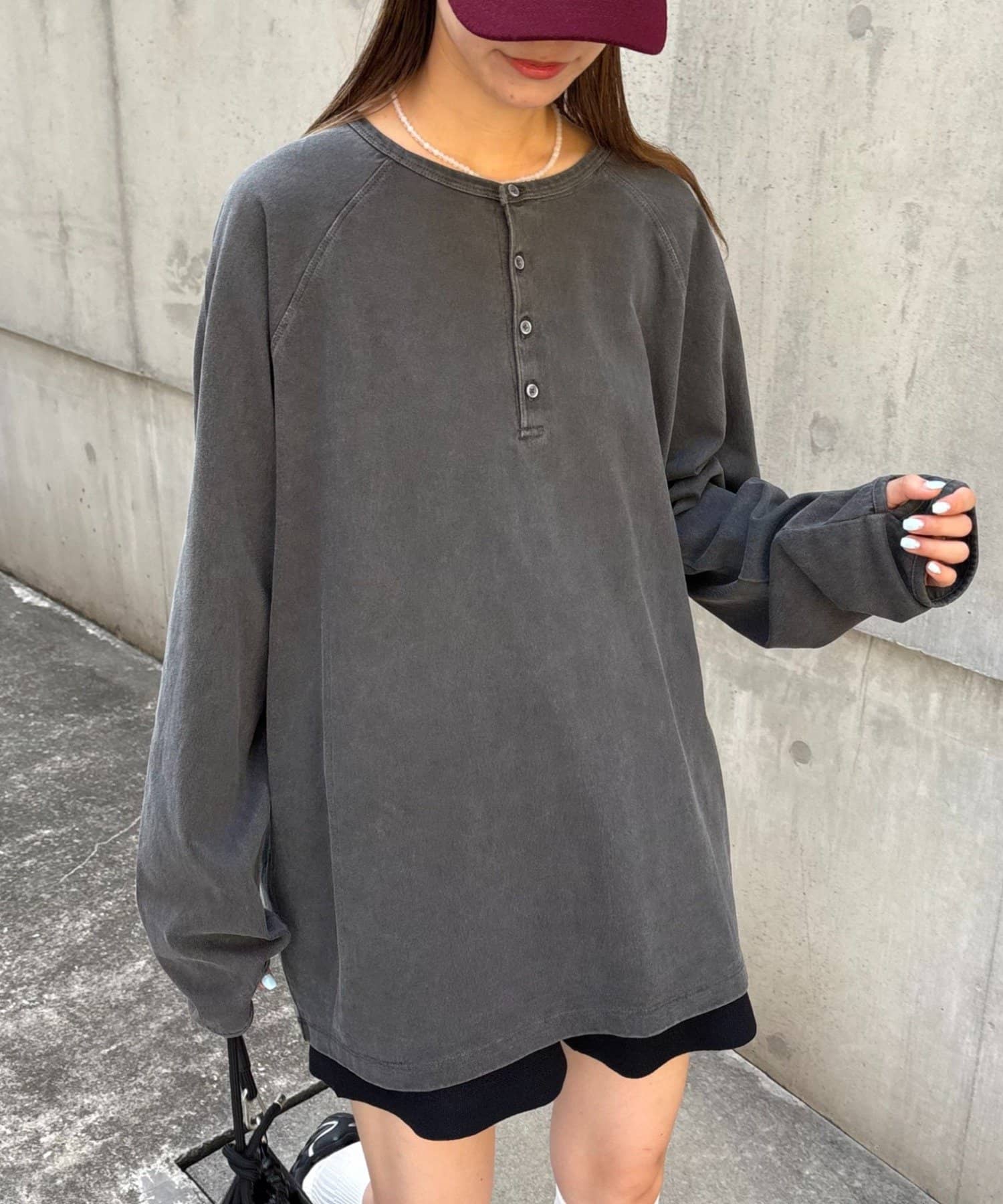 CIAOPANIC TYPY(チャオパニックティピー) 【UNISEX】ピグメントヘンリーロンTEE