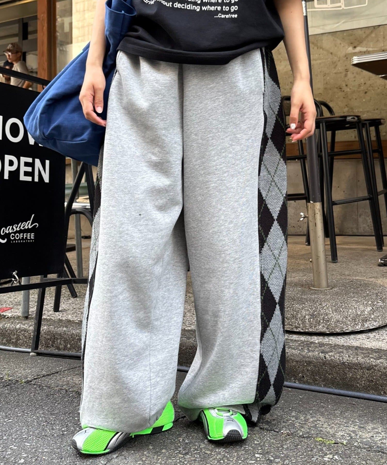 CIAOPANIC TYPY(チャオパニックティピー) 【UNISEX】アーガイルニットスウェットパンツ