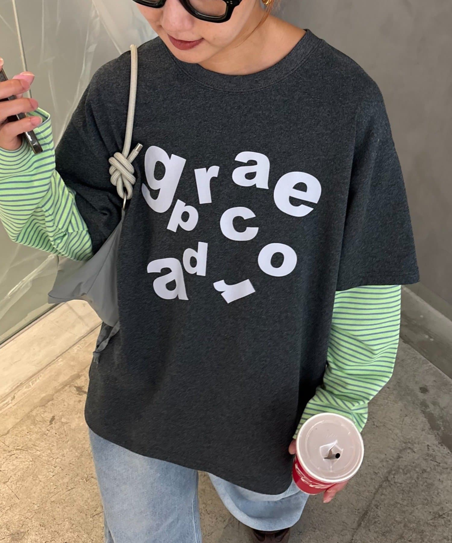 CIAOPANIC TYPY(チャオパニックティピー) 【UNISEX】レイヤードボーダーロゴロンTEE
