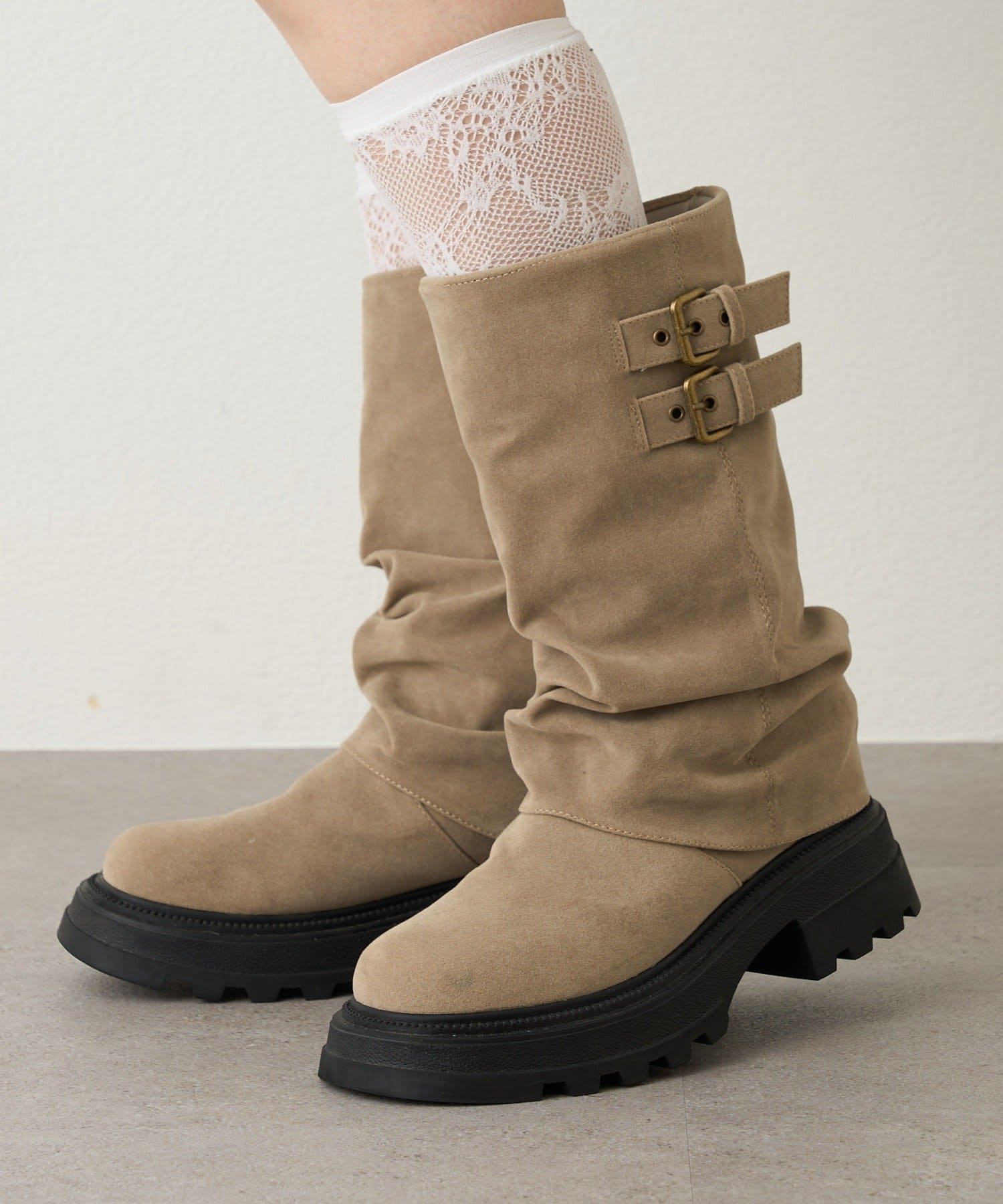 w closet(ダブルクローゼット) 【25AW】ベルト付カバーミドルブーツ