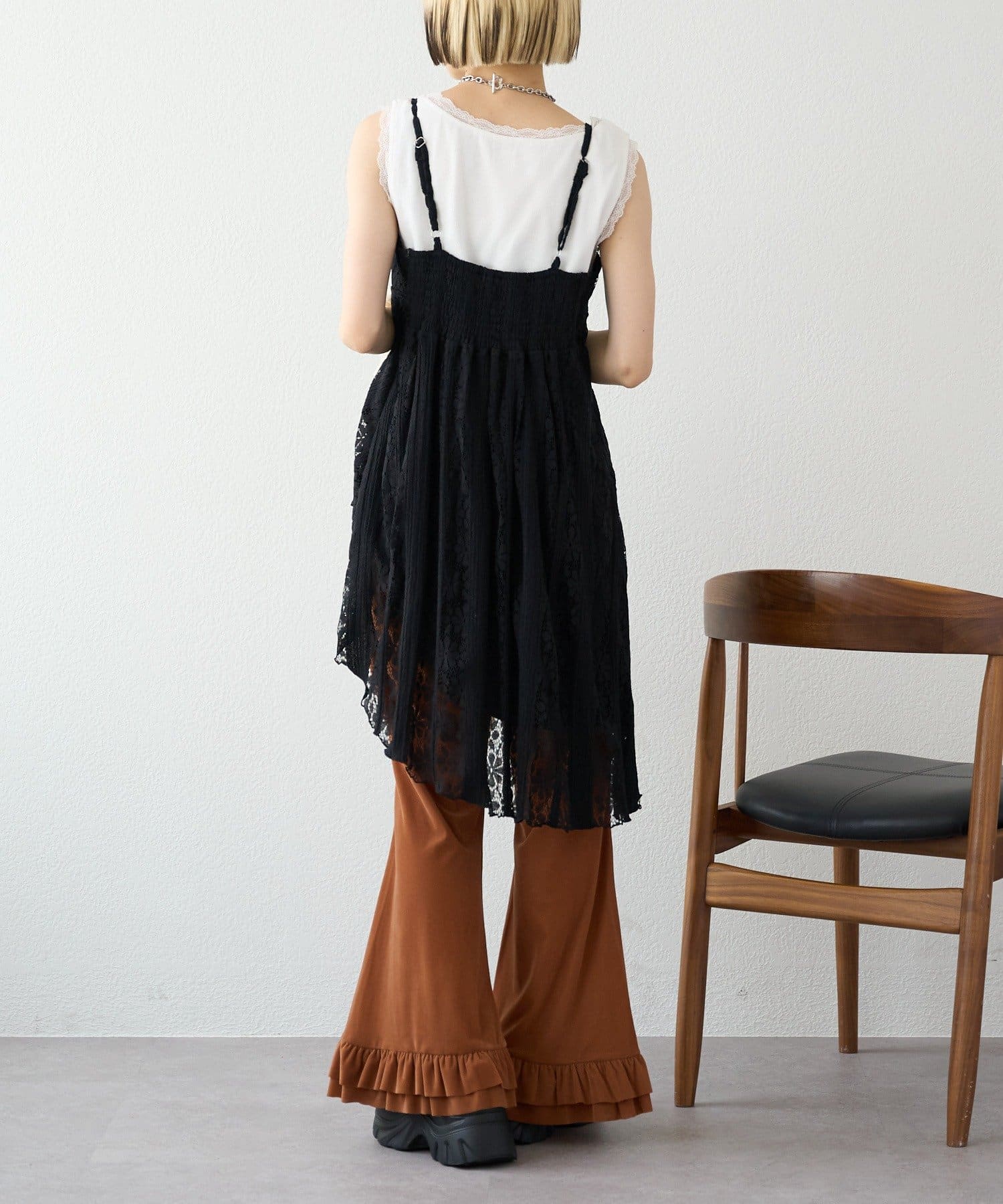 w closet(ダブルクローゼット) 【25AW】アシメレースキャミワンピース