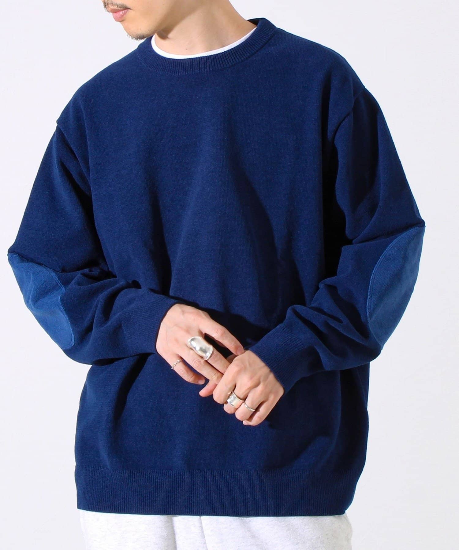 FREDY & GLOSTER(フレディ アンド グロスター) 【GLOSTER/グロスター】ソフトモール素材 エルボーパッチ クルーニット