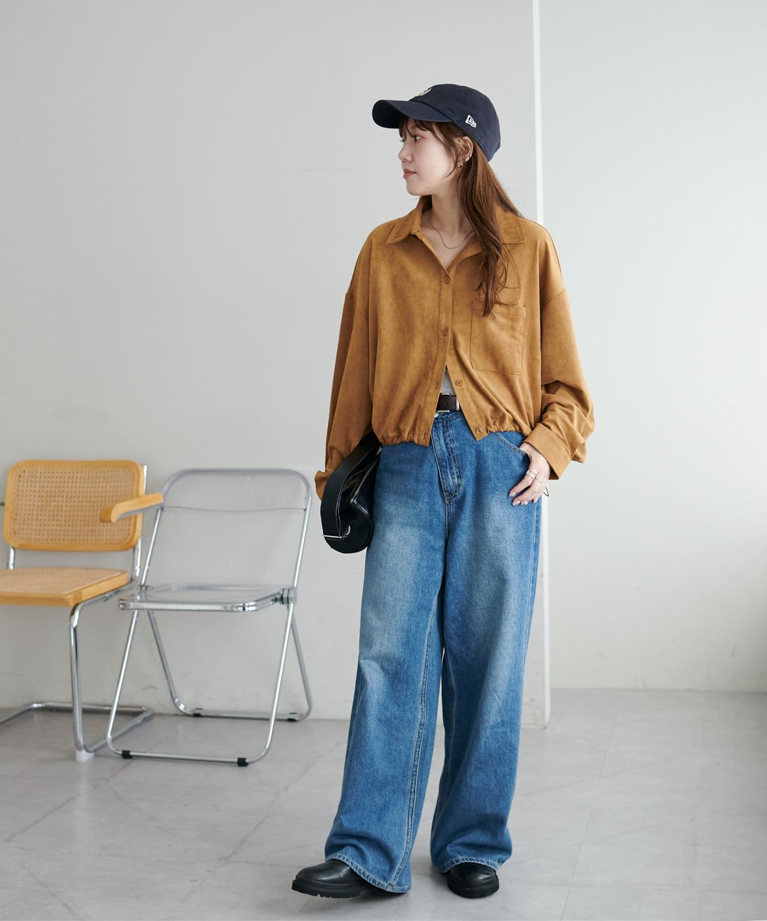 DISCOAT(ディスコート) 【WEB限定】裾ドロストスエードシャツ