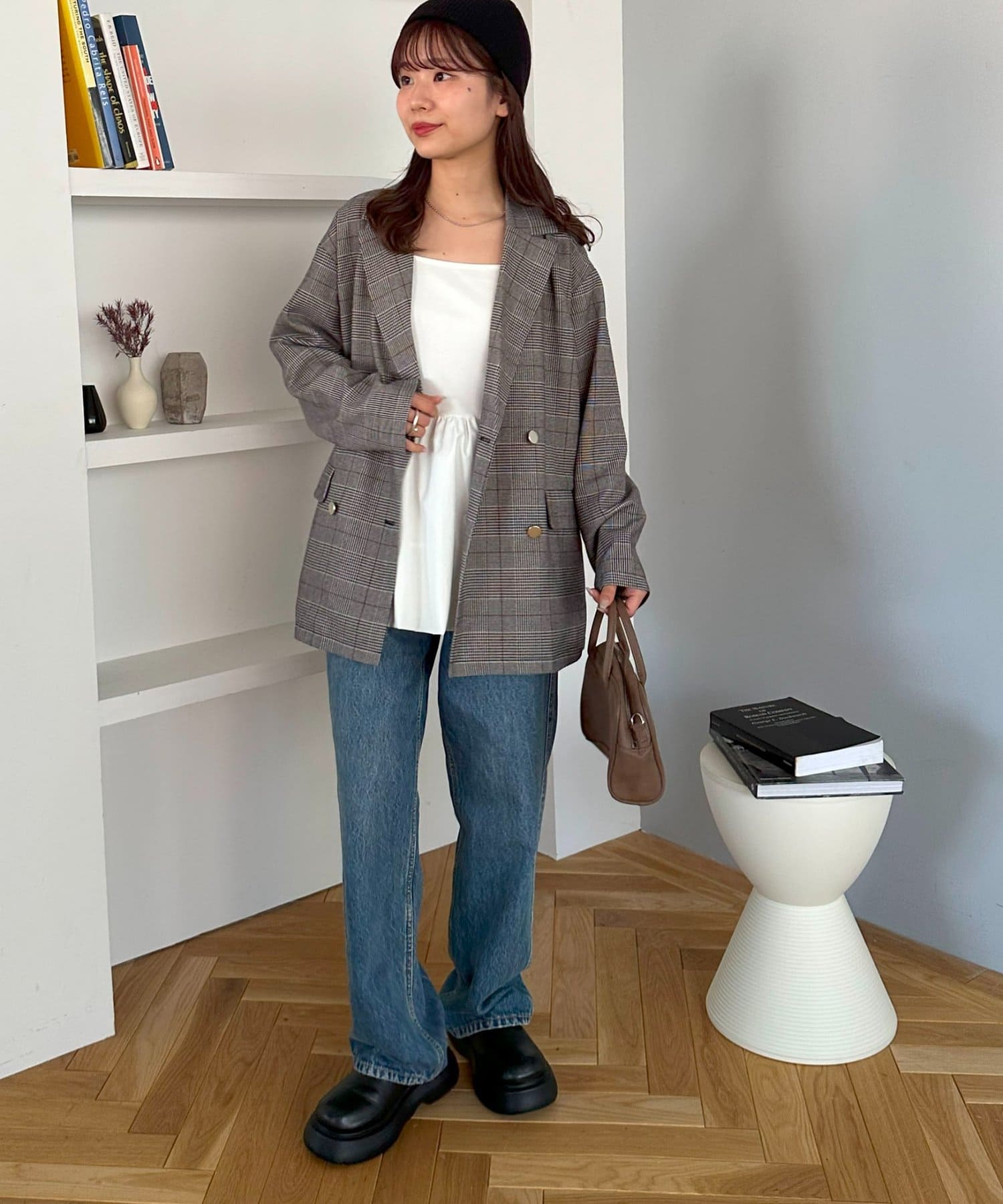 DISCOAT(ディスコート) 【オンオフ使える/WEB限定】金ボタンチェックWテーラージャケット