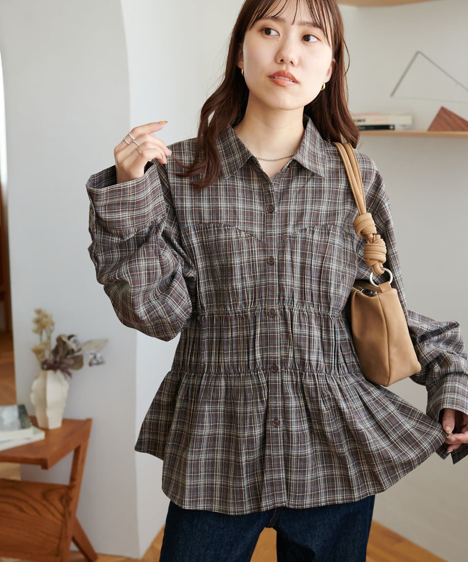 WEB限定】シャーリングチェックシャツ | DISCOAT(ディスコート