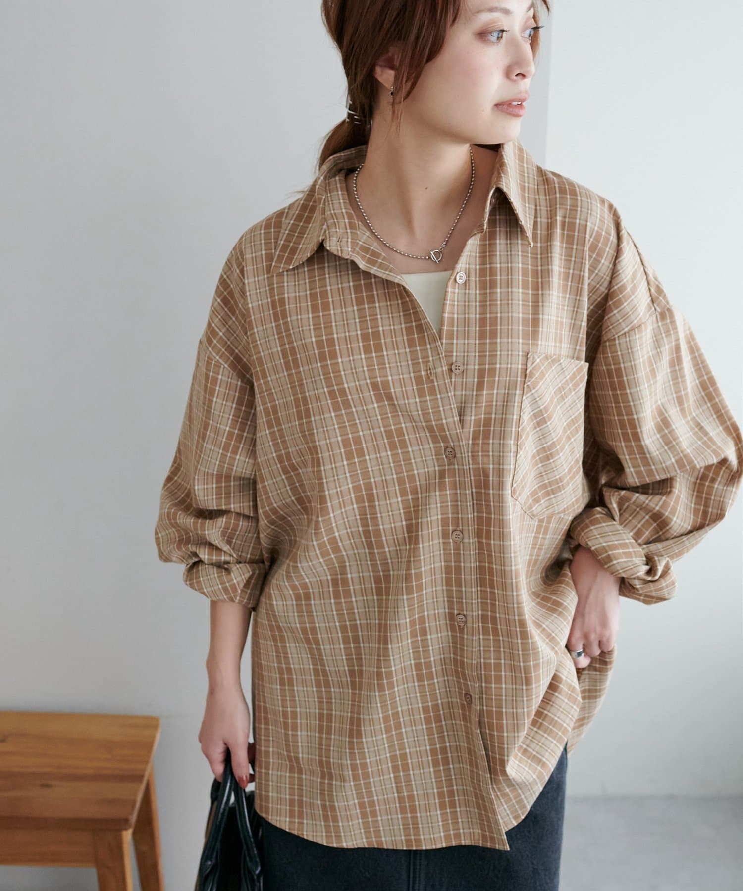 Stand Alone スタンドアローン【M】　ビックシルエットシャツ　チェック Stand Alone スタンドアローン【M】ビックシルエットシャツチェック