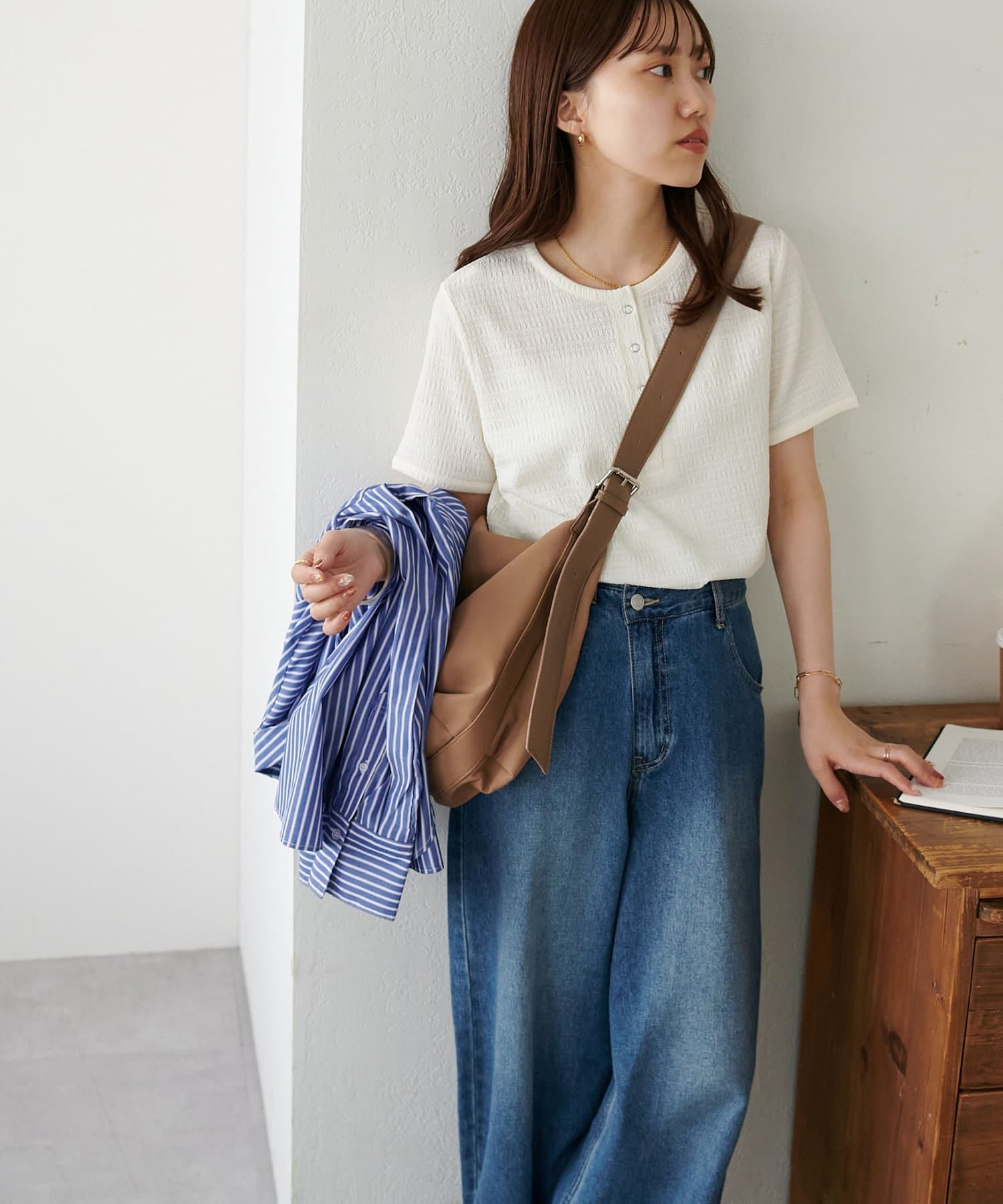 DISCOAT(ディスコート) 【WEB限定】ジャガードリングドット半袖Tシャツ