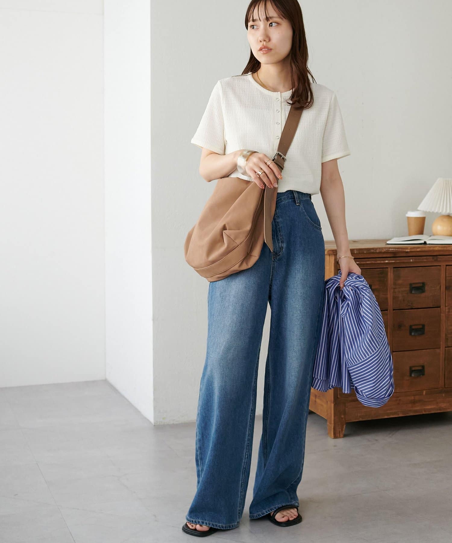 DISCOAT(ディスコート) 【WEB限定】ジャガードリングドット半袖Tシャツ