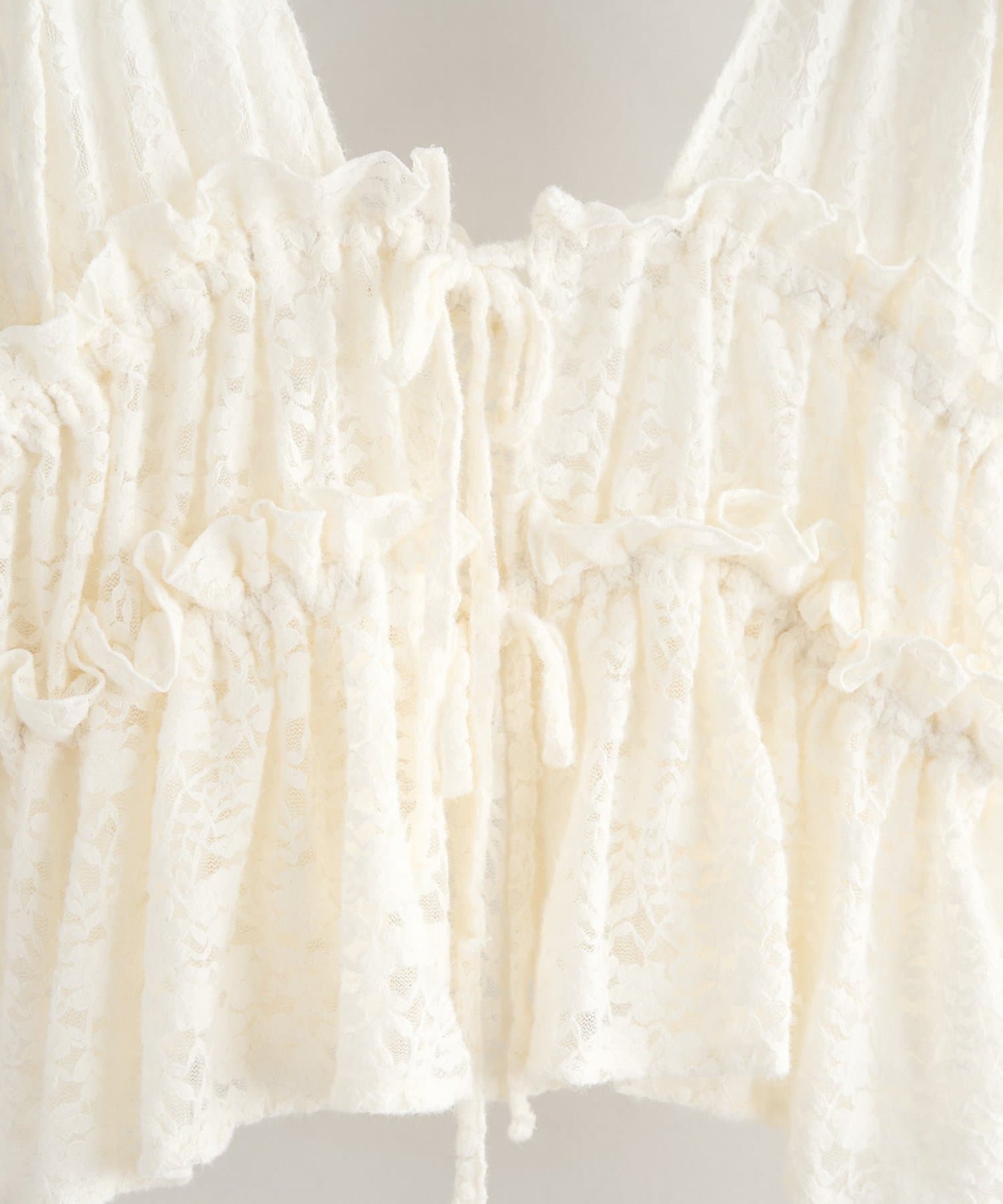 DISCOAT(ディスコート) 【umm.】起毛レースギャザーリボンノースリ