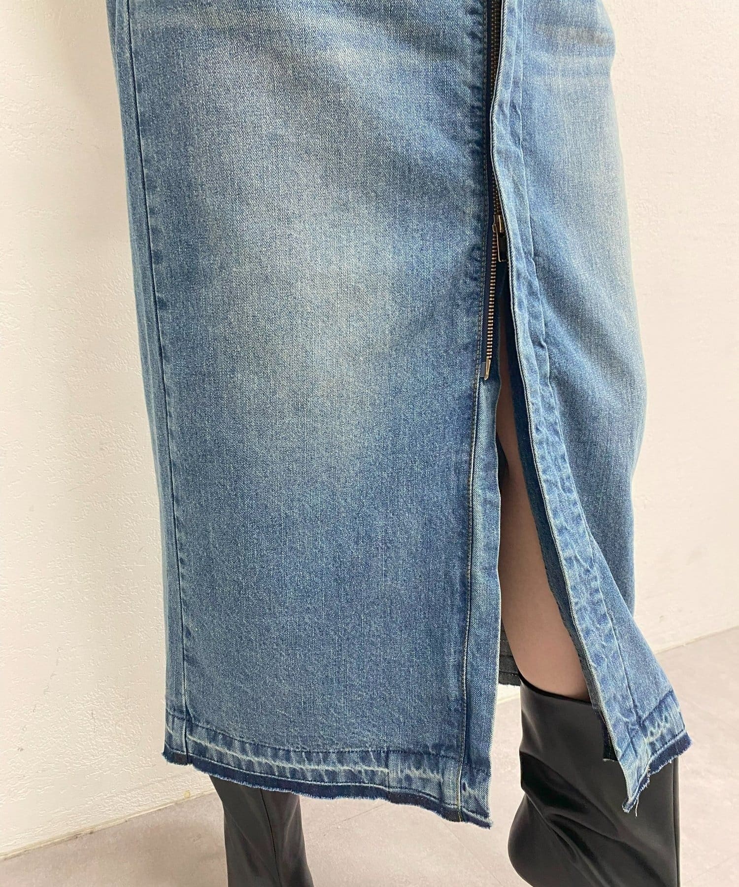 LOUNGEDRESS(ラウンジドレス) ノーカラーデニムワンピース