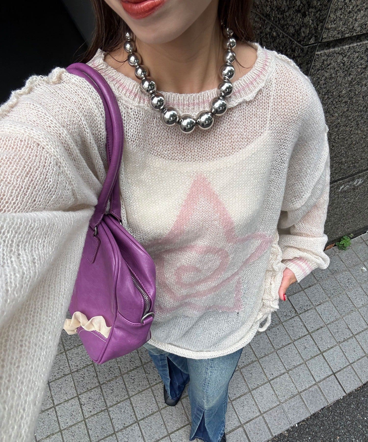 CIAOPANIC(チャオパニック) スターロゴシャーリングシアーニット