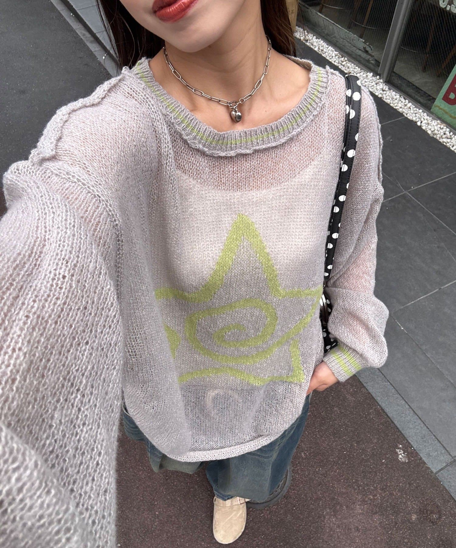 CIAOPANIC(チャオパニック) スターロゴシャーリングシアーニット