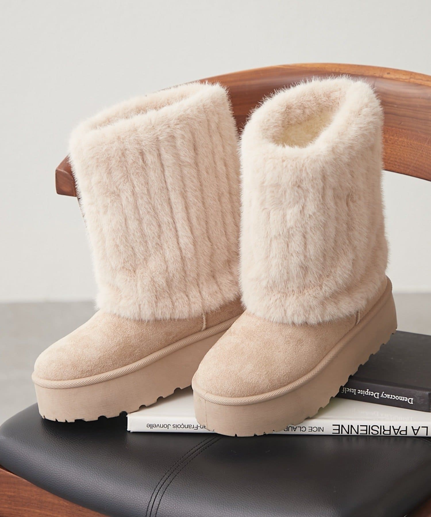 NICE CLAUP / OLIVE des OLIVE OUTLET(ナイスクラップ  / オリーブ デ オリーブ アウトレット) 【RMAF】フェイクファーショートムートンブーツ