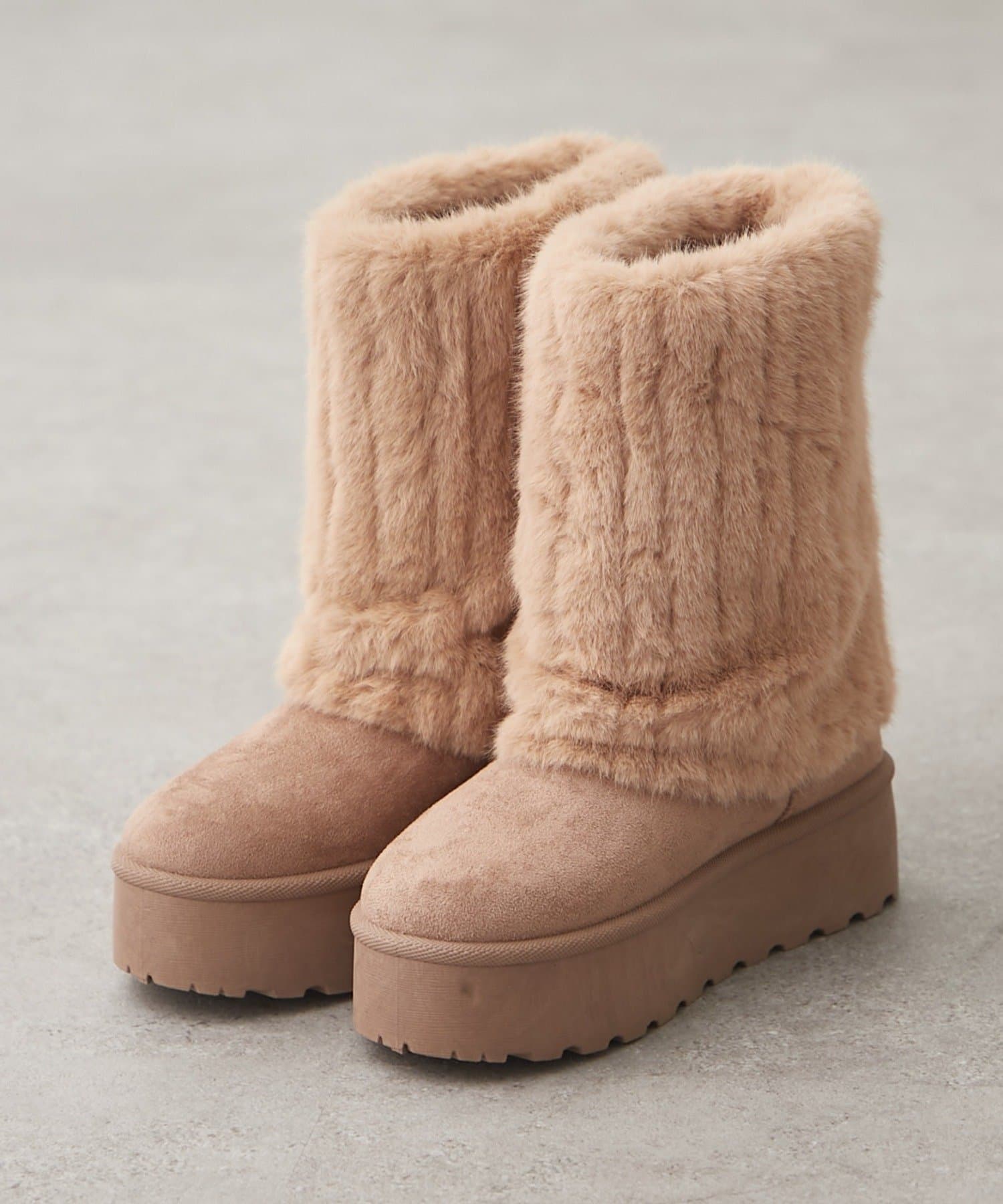 NICE CLAUP / OLIVE des OLIVE OUTLET(ナイスクラップ  / オリーブ デ オリーブ アウトレット) 【RMAF】フェイクファーショートムートンブーツ