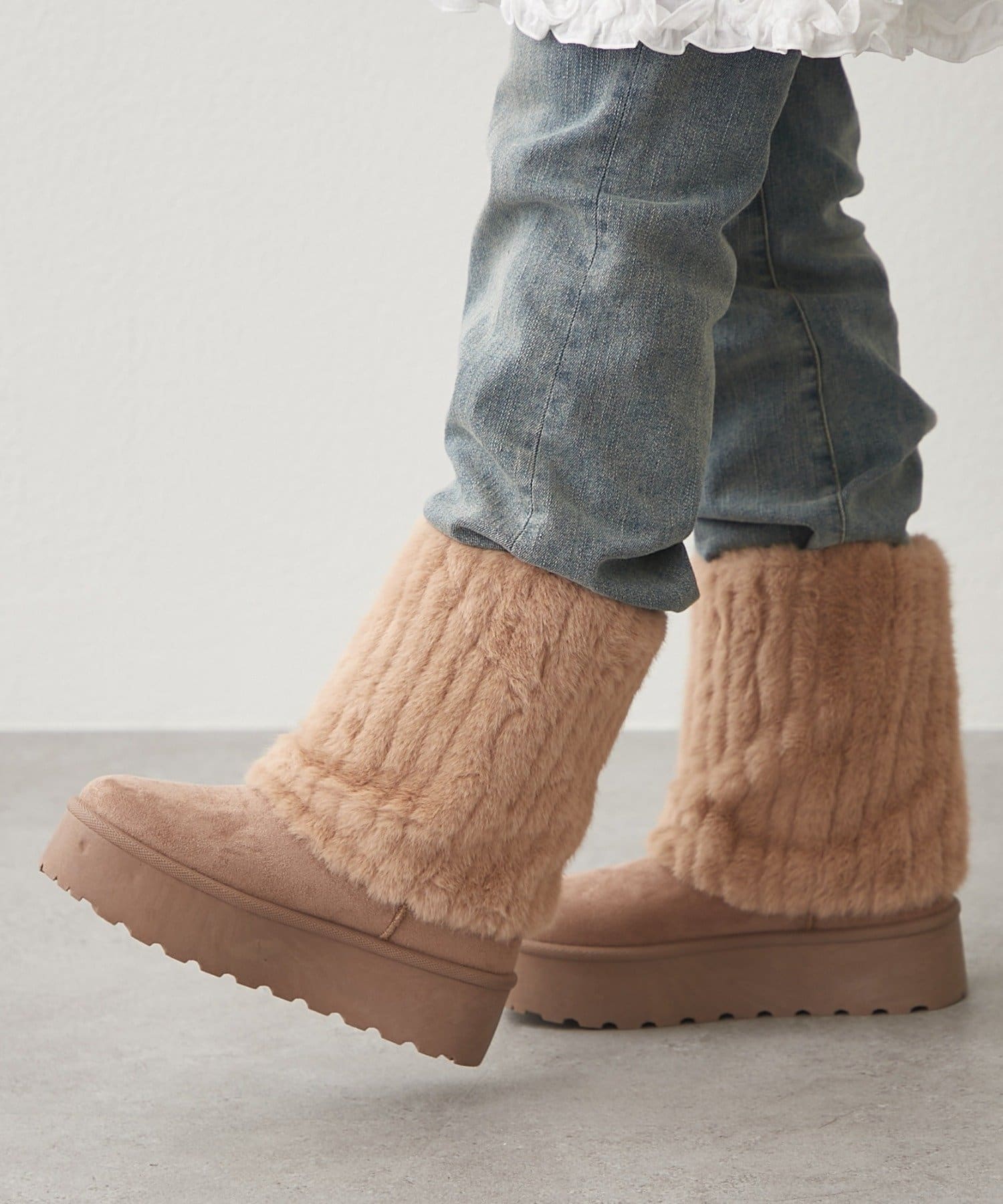 NICE CLAUP / OLIVE des OLIVE OUTLET(ナイスクラップ  / オリーブ デ オリーブ アウトレット) 【RMAF】フェイクファーショートムートンブーツ