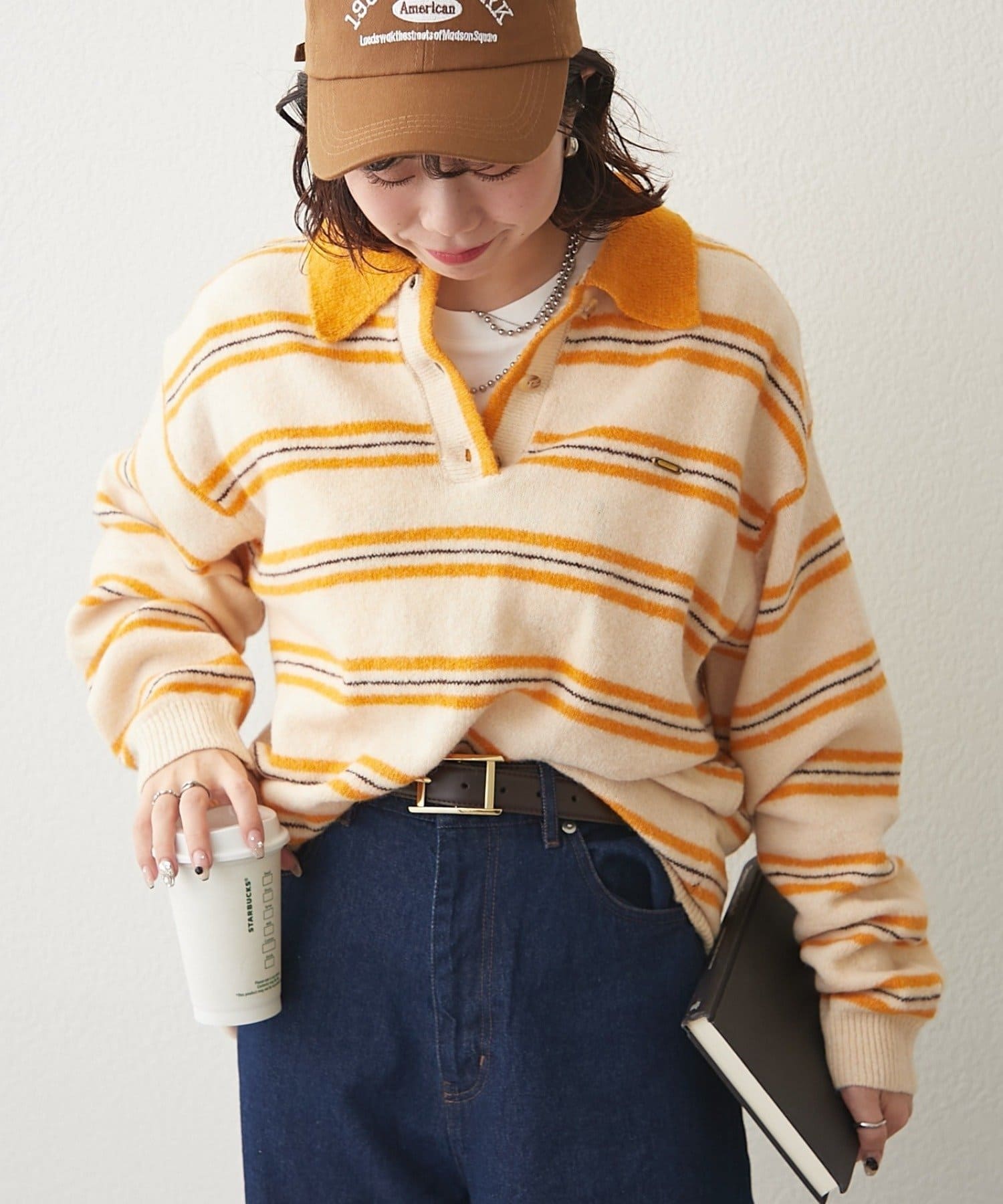 NICE CLAUP / OLIVE des OLIVE OUTLET(ナイスクラップ  / オリーブ デ オリーブ アウトレット) 【NUNIFE】マルチボーダーポロ