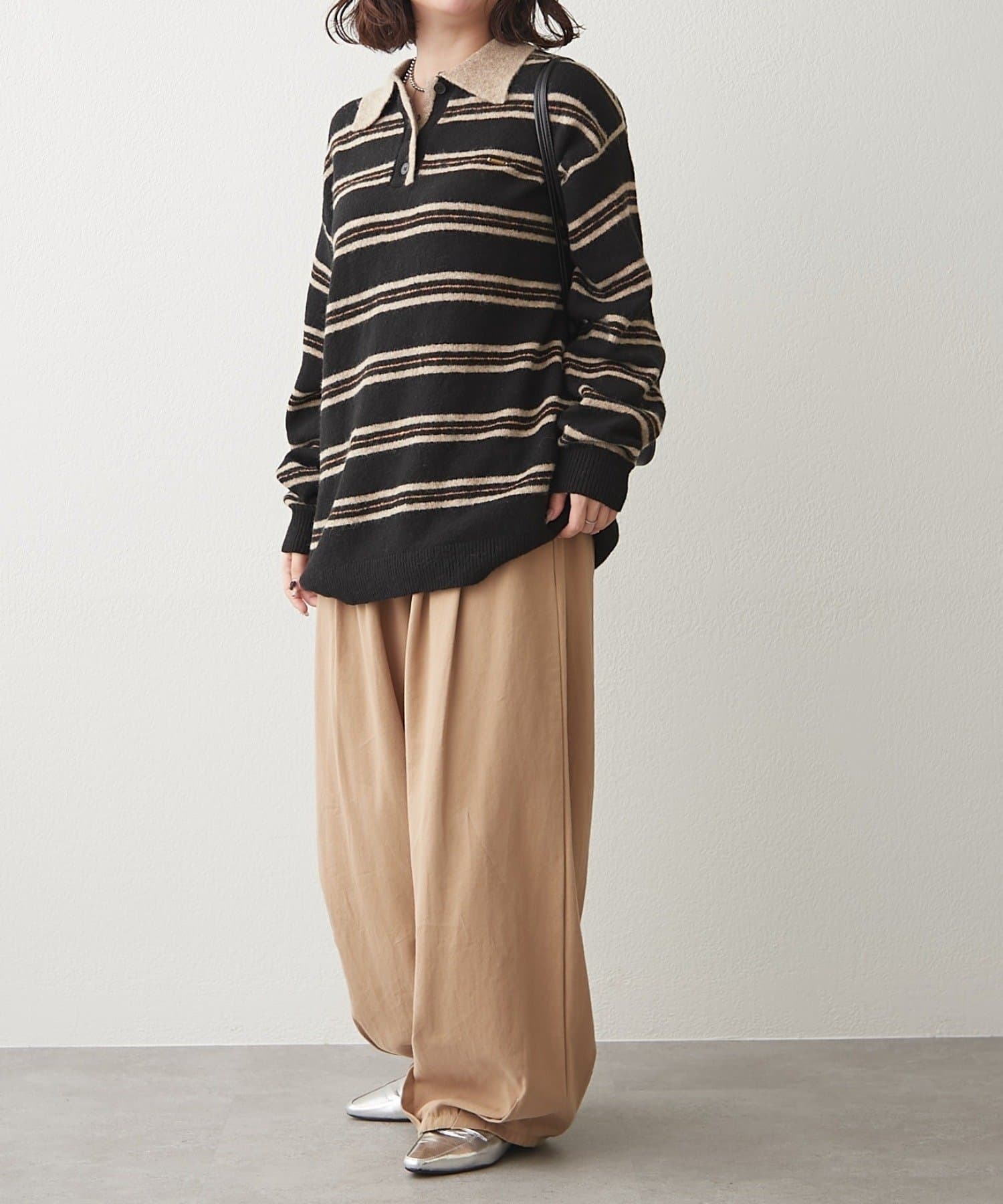 NICE CLAUP / OLIVE des OLIVE OUTLET(ナイスクラップ  / オリーブ デ オリーブ アウトレット) 【NUNIFE】マルチボーダーポロ