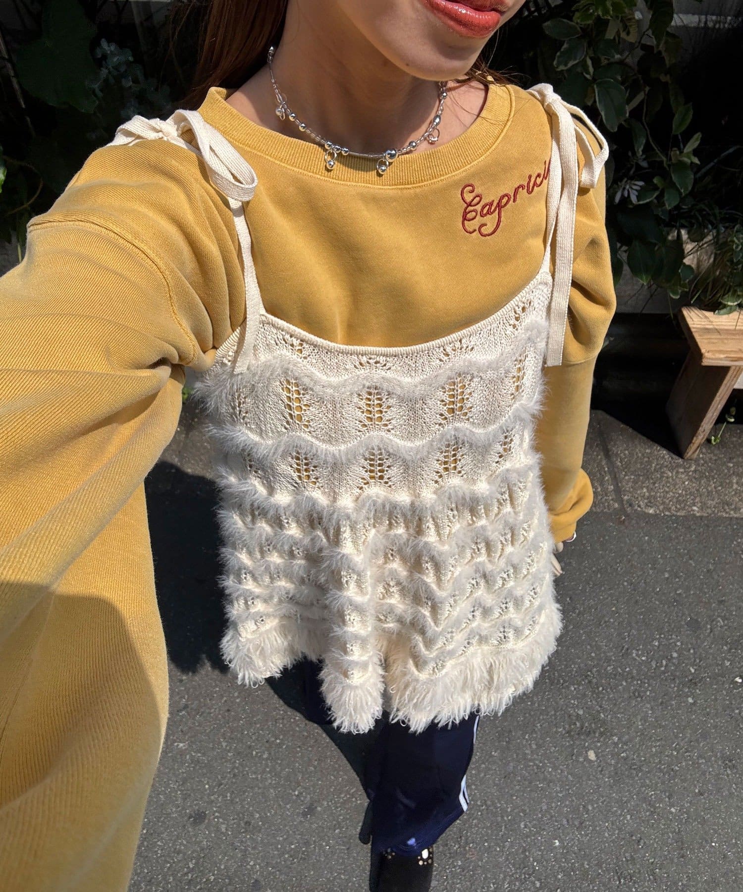 CIAOPANIC(チャオパニック) ループヤーンニットチュニックキャミワンピ
