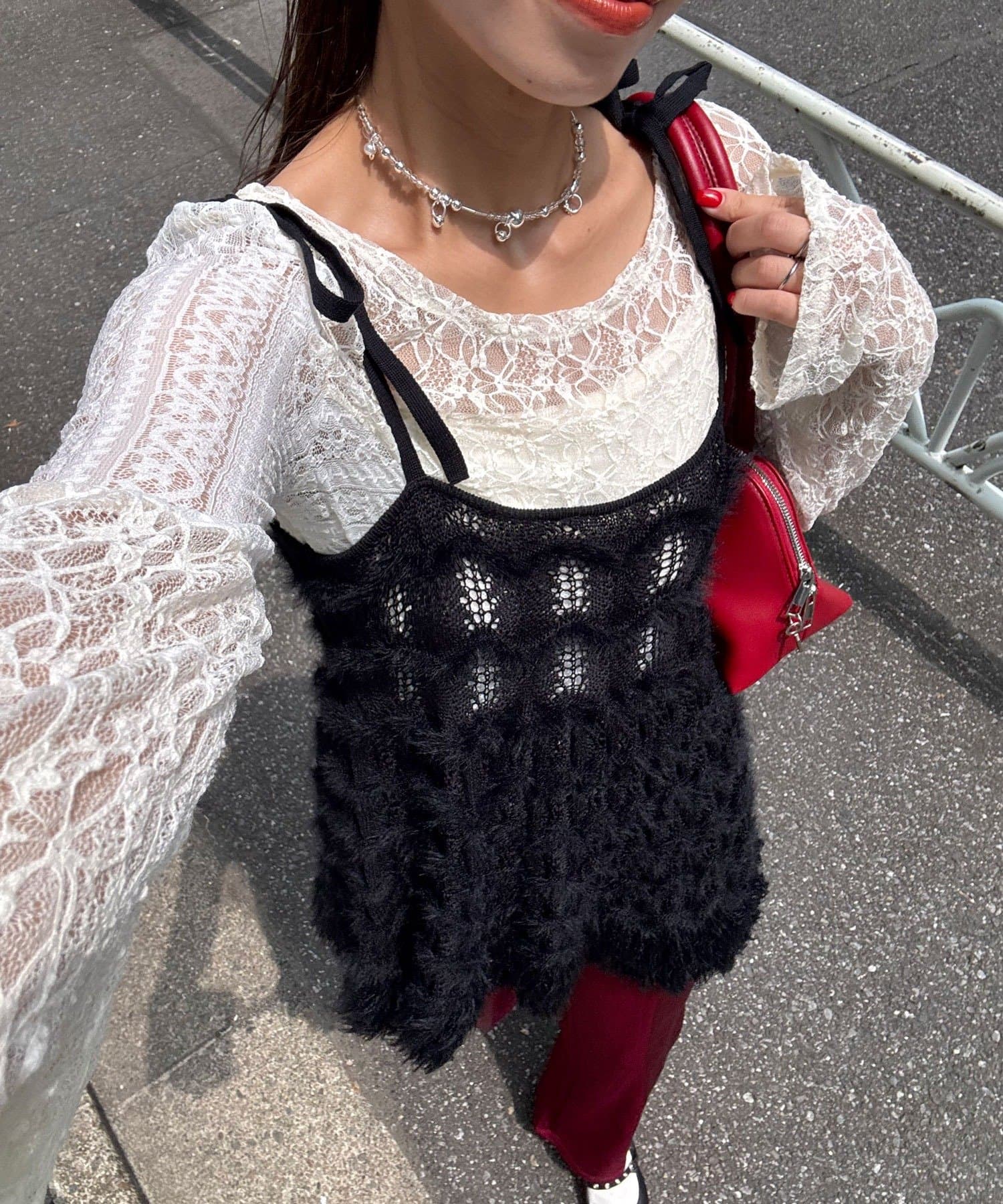 CIAOPANIC(チャオパニック) ループヤーンニットチュニックキャミワンピ