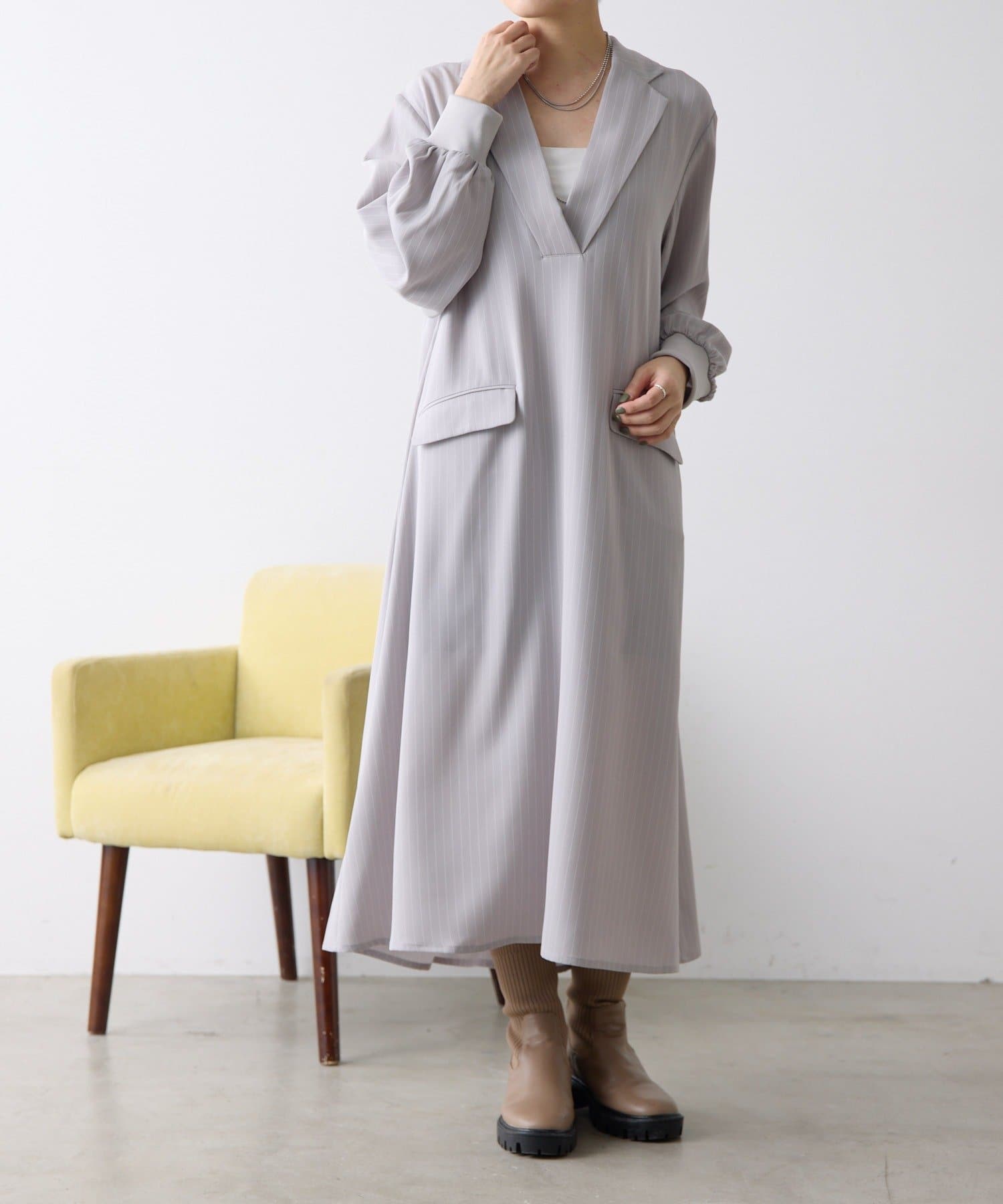 ear PAPILLONNER(イア パピヨネ) 新色追加！《オケージョン/着やせ》Vネックワンピース【SUM1 STYLE(スミスタイル)】