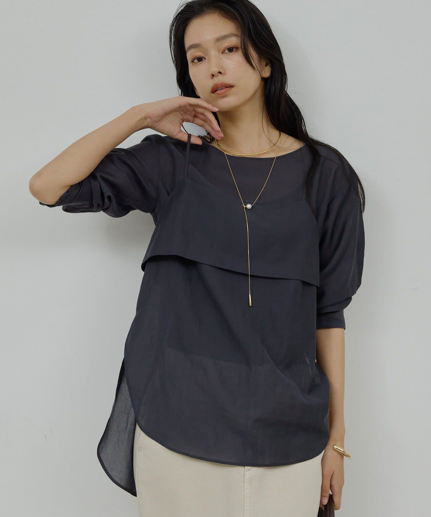 GALLARDAGALANTE(ガリャルダガランテ) 【12/11(木)12:00～新色PK/CGY予約開始】ビスチェレイヤードシャツ