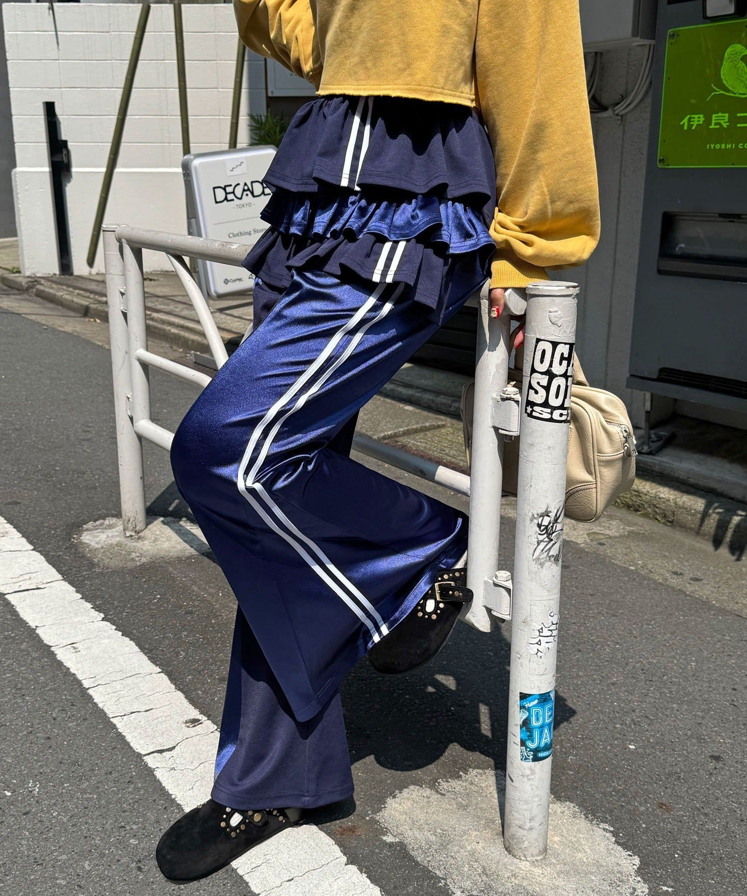 CIAOPANIC(チャオパニック) 異素材切替トラックフレアパンツ