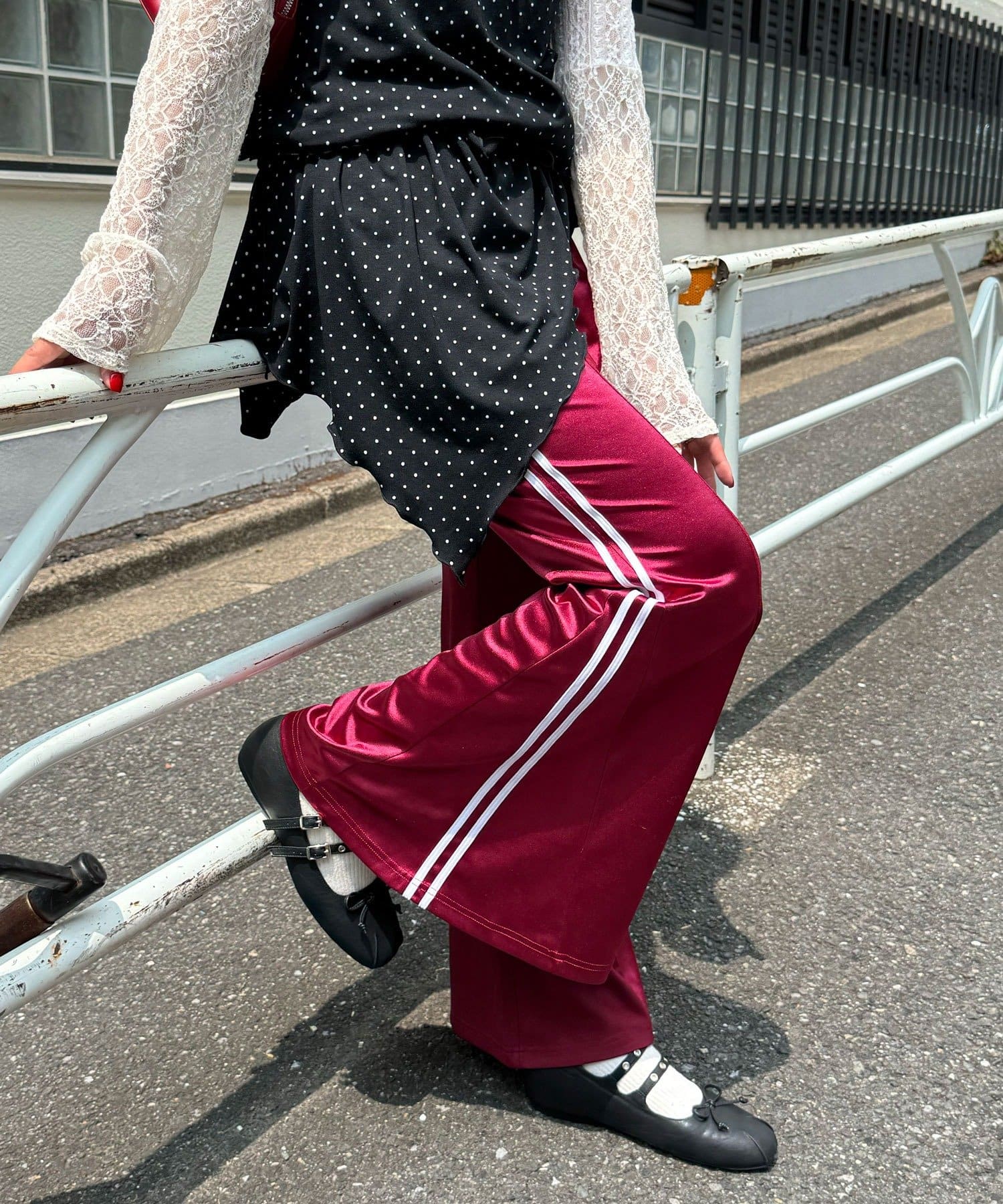 CIAOPANIC(チャオパニック) 異素材切替トラックフレアパンツ
