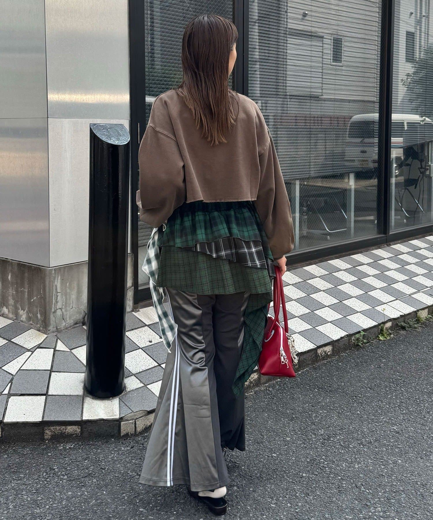 CIAOPANIC(チャオパニック) 異素材切替トラックフレアパンツ