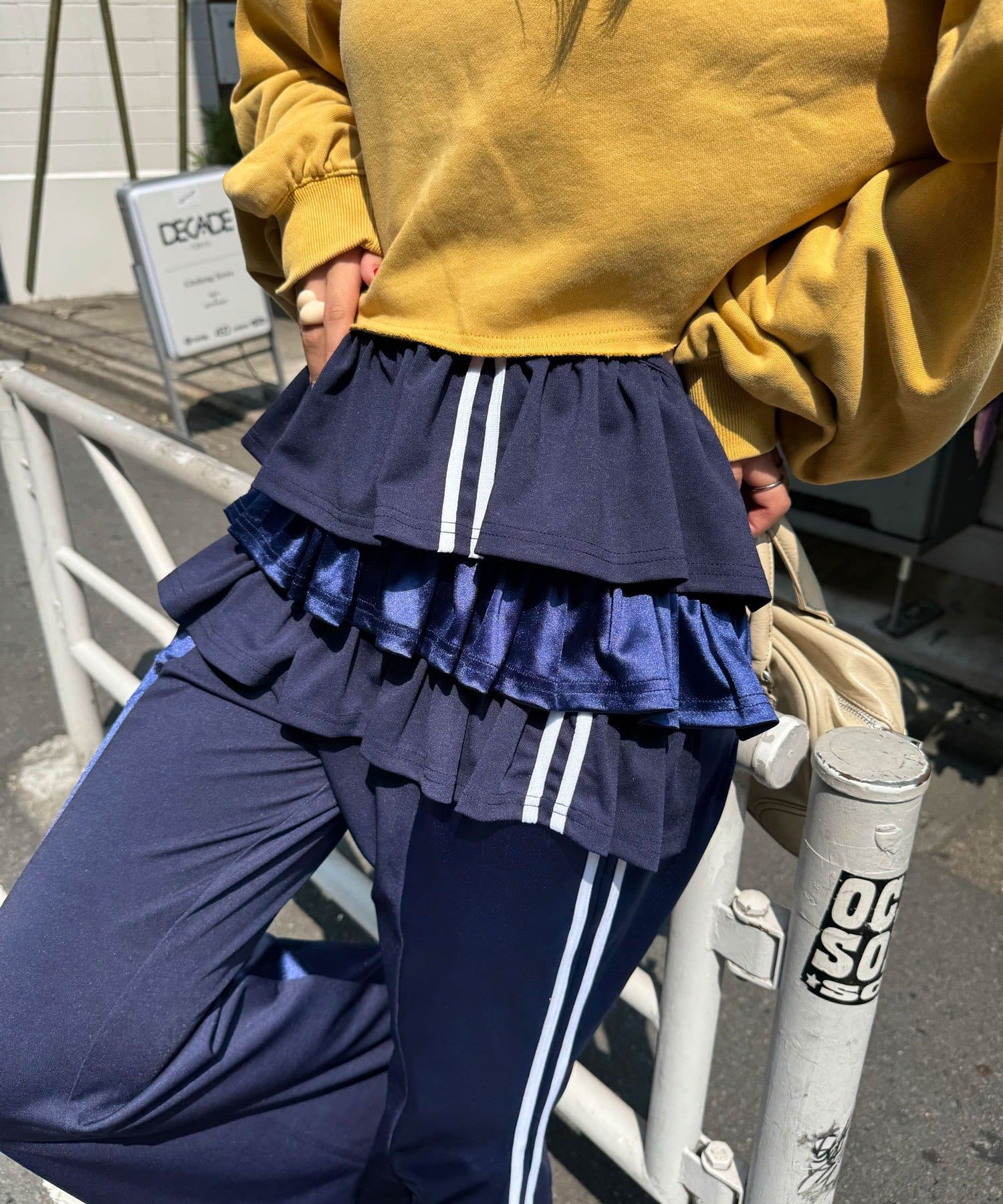 CIAOPANIC(チャオパニック) 異素材切替トラック巻きスカート