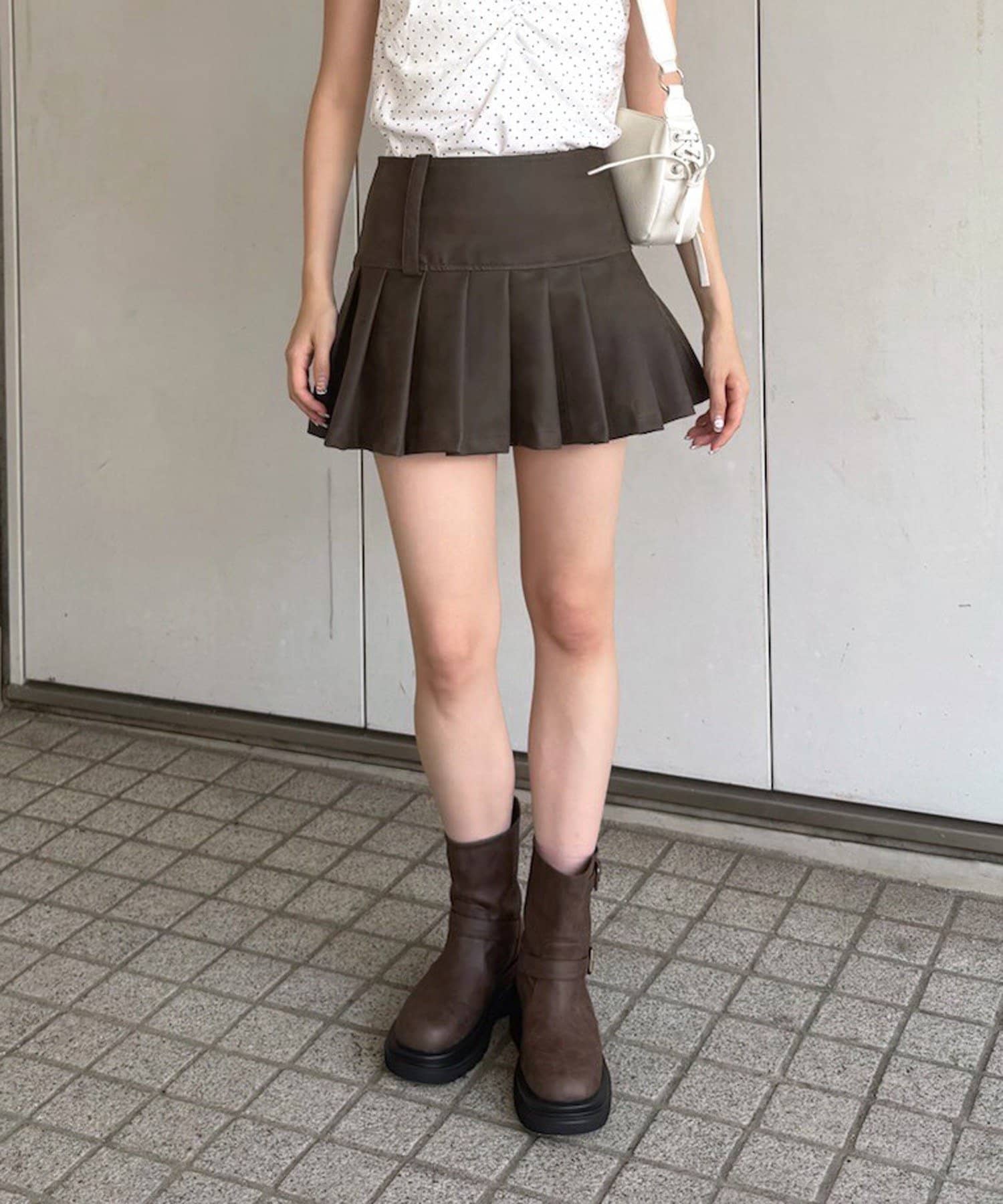 mline]レザープリーツミニスカート | mline(エムライン