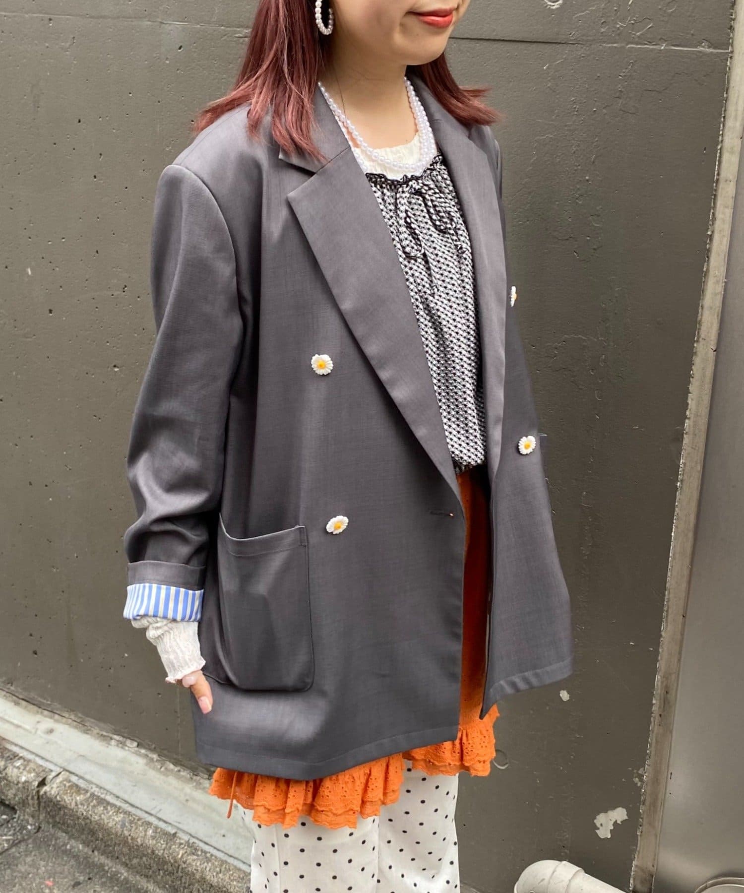 CIAOPANIC TYPY(チャオパニックティピー) 【HELLO.SANFRANCISCO/ハローサンフランシスコ】ネーム刺繍マーガレット釦ビッグジャケット