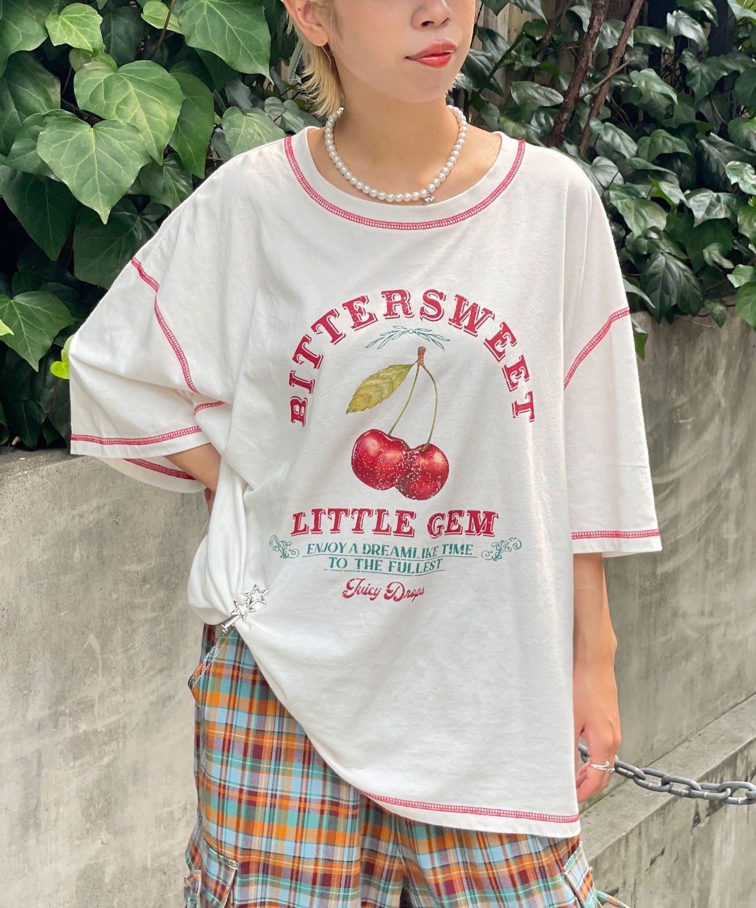 CIAOPANIC(チャオパニック) 【HELLO.SANFRANCISCO/ハローサンフランシスコ】配色ステッチカフェメニューTEE