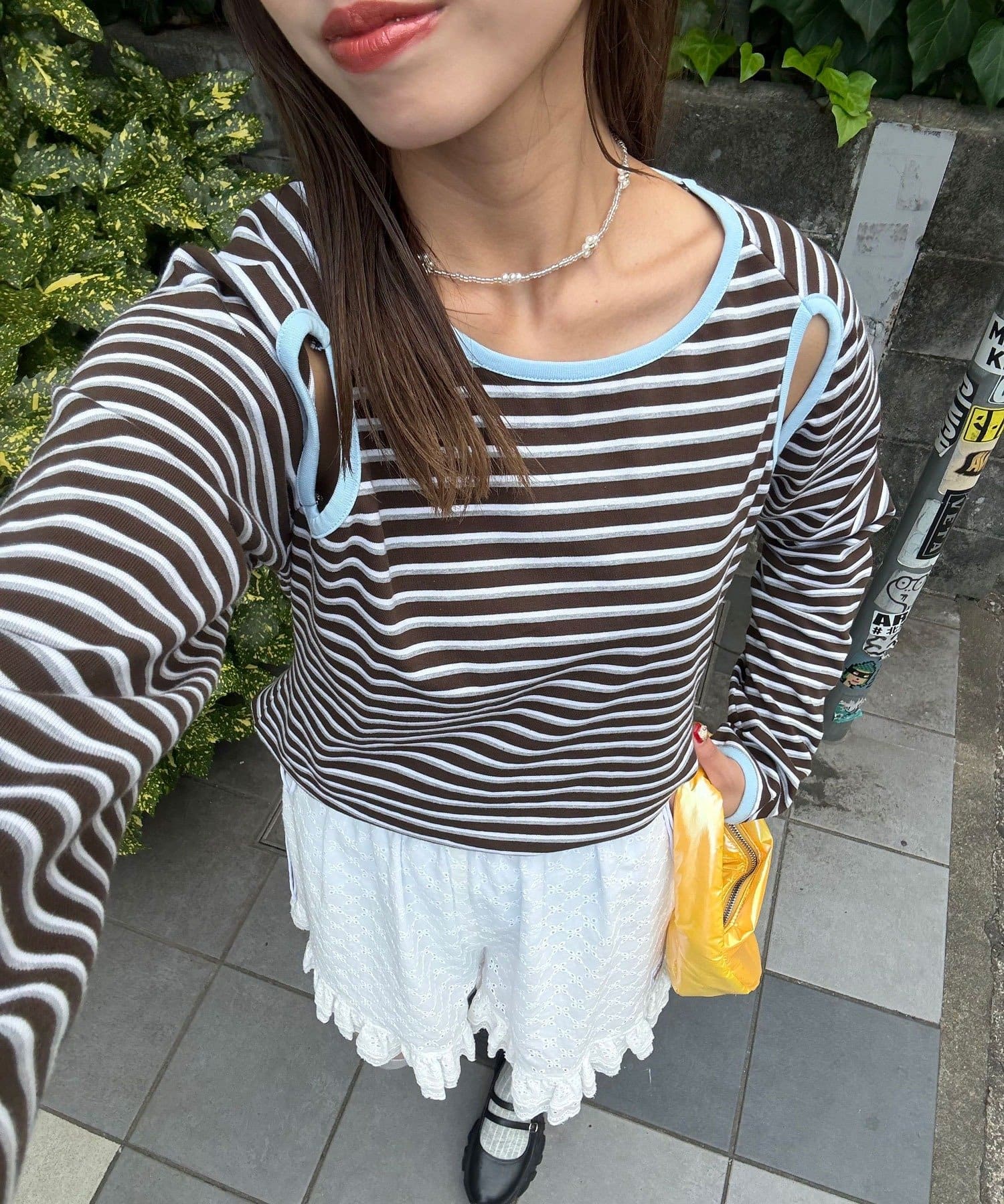 CIAOPANIC(チャオパニック) 【HELLO.SANFRANCISCO/ハローサンフランシスコ】カットアウトマルチボーダーTEE